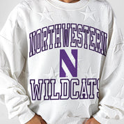 NORTHWESTERN WILDCATS BIG PLAY ENERGY EMBOSSED STAR CREWNECK
