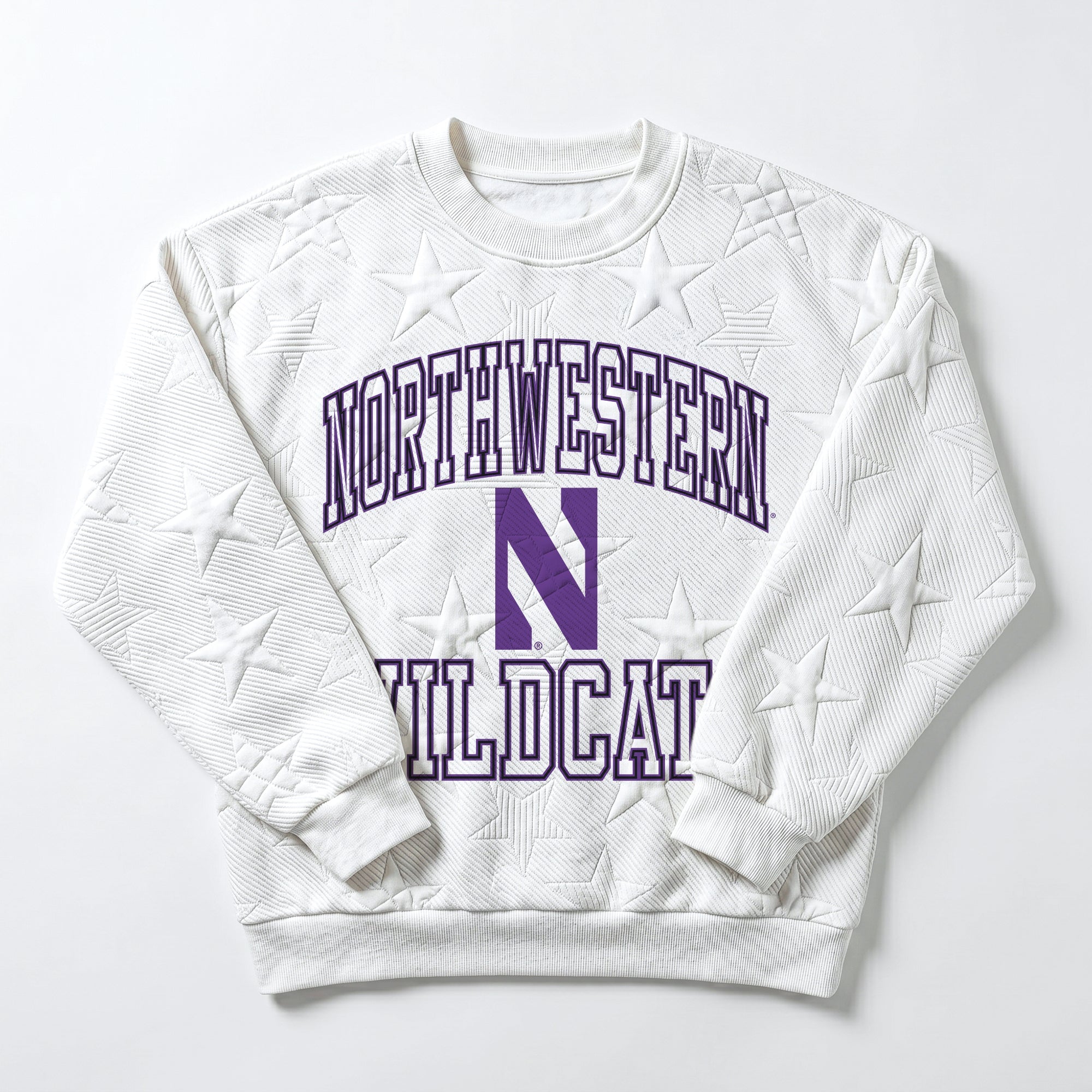 NORTHWESTERN WILDCATS BIG PLAY ENERGY EMBOSSED STAR CREWNECK
