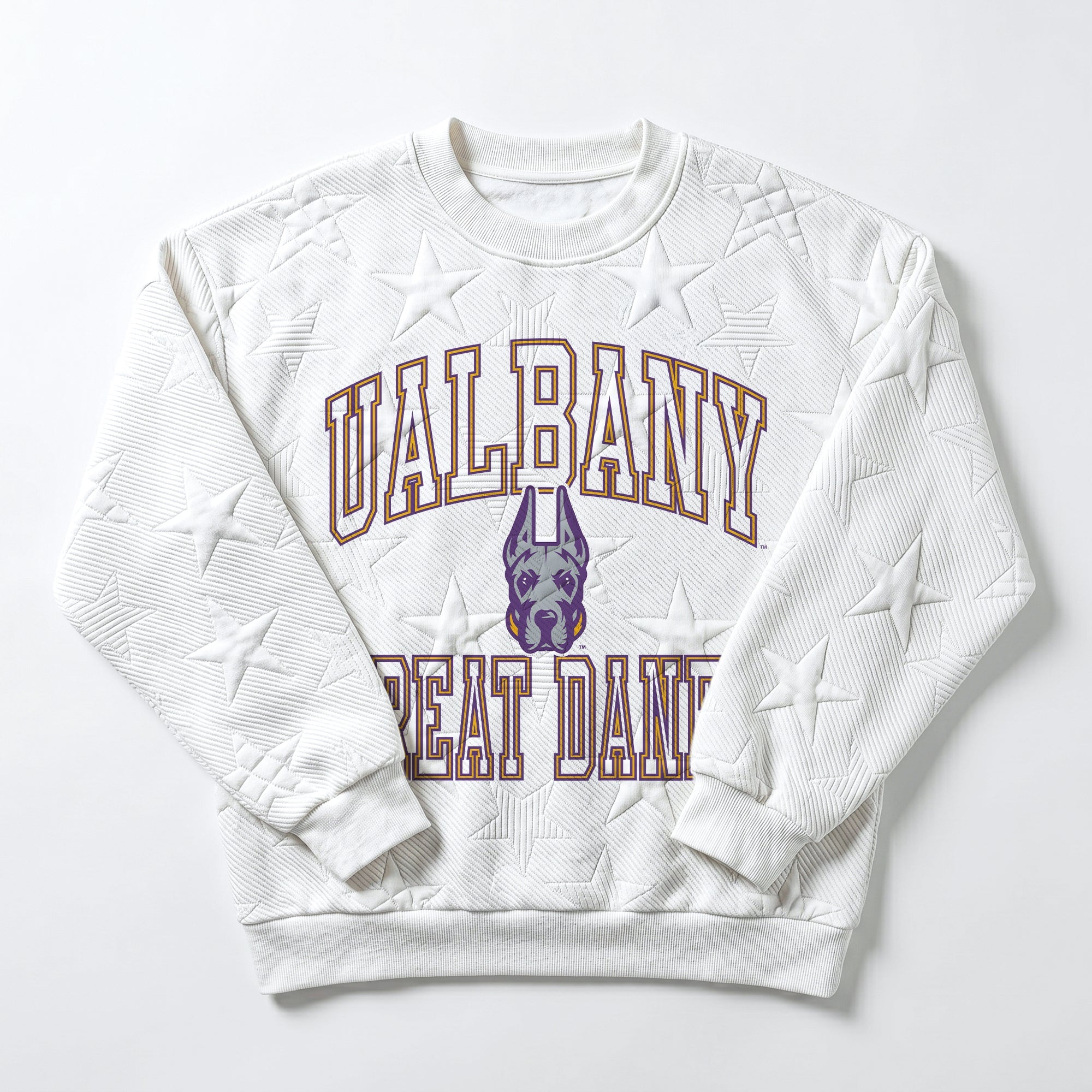 ALBANY GREAT DANES BIG PLAY ENERGY EMBOSSED STAR CREWNECK