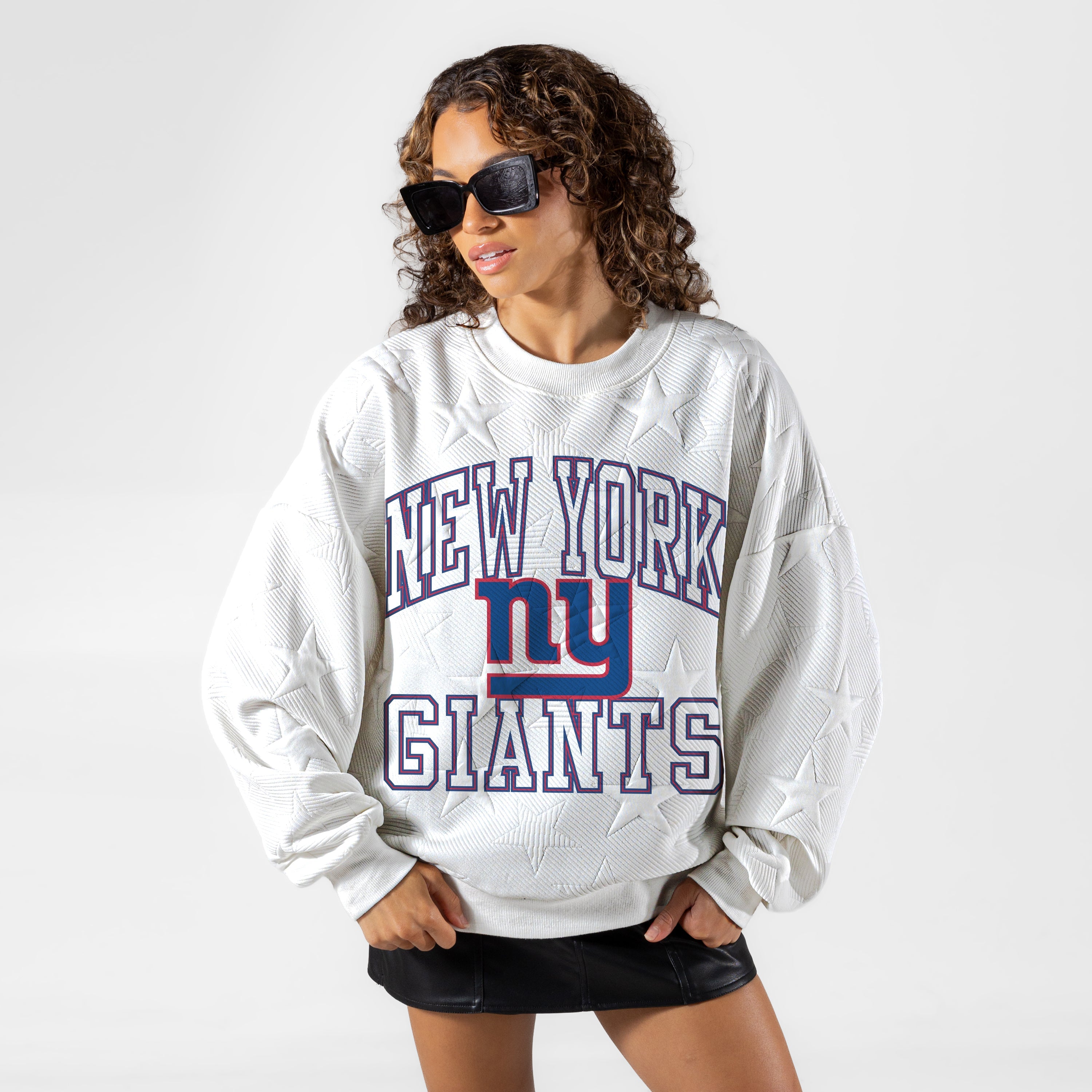 NEW YORK GIANTS BIG PLAY ENERGY EMBOSSED STAR CREWNECK