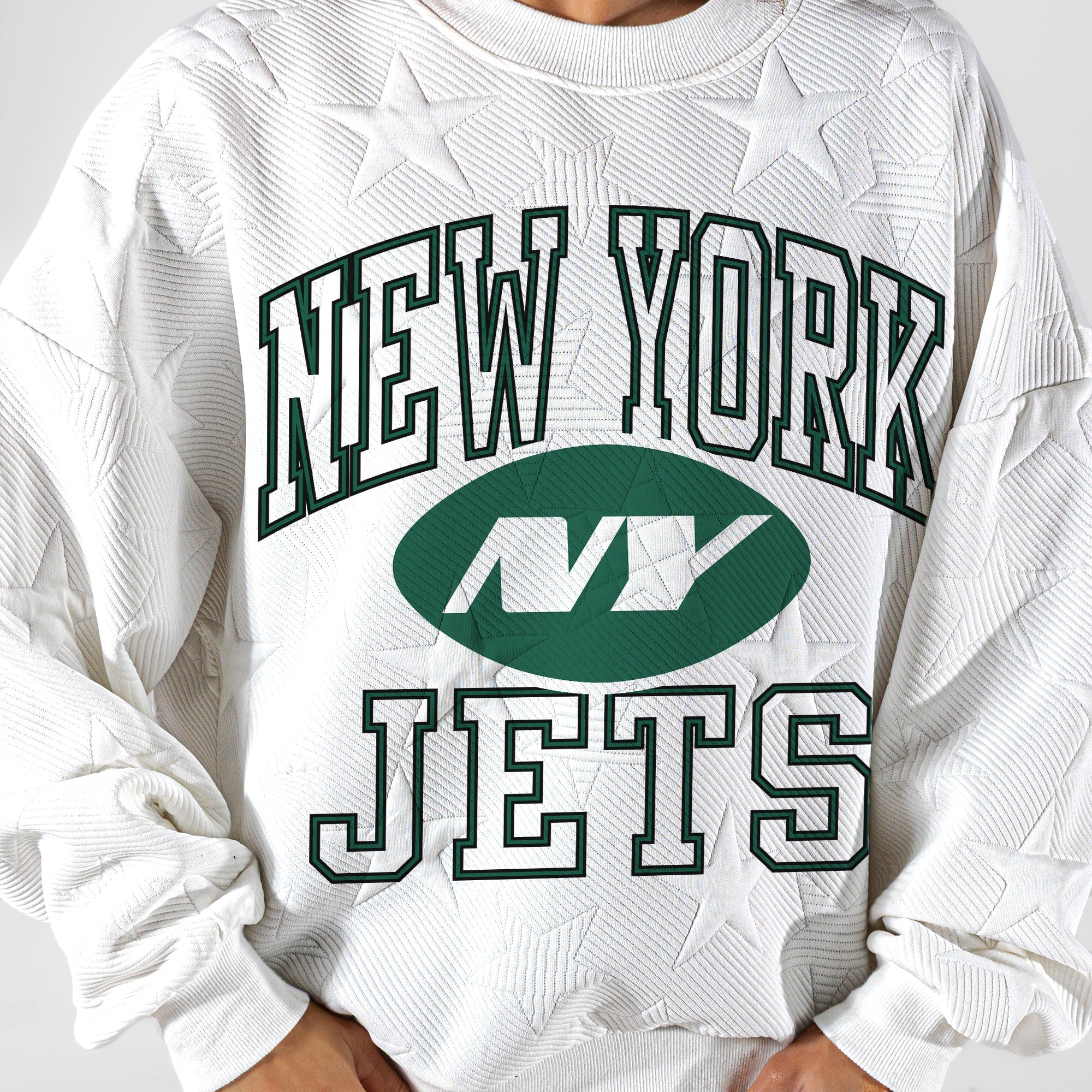 NEW YORK JETS BIG PLAY ENERGY EMBOSSED STAR CREWNECK