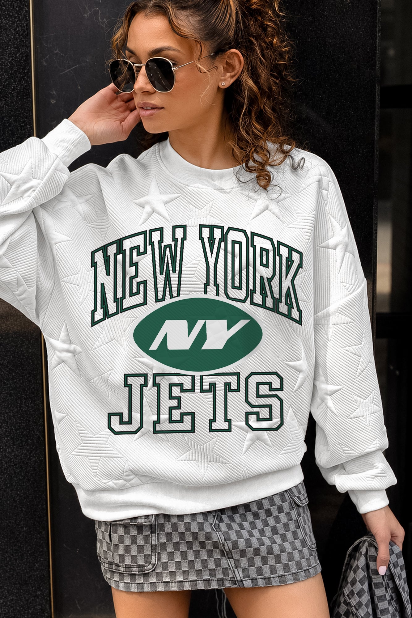 NEW YORK JETS BIG PLAY ENERGY EMBOSSED STAR CREWNECK