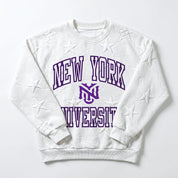 NEW YORK UNIVERSITY VIOLETS BIG PLAY ENERGY EMBOSSED STAR CREWNECK