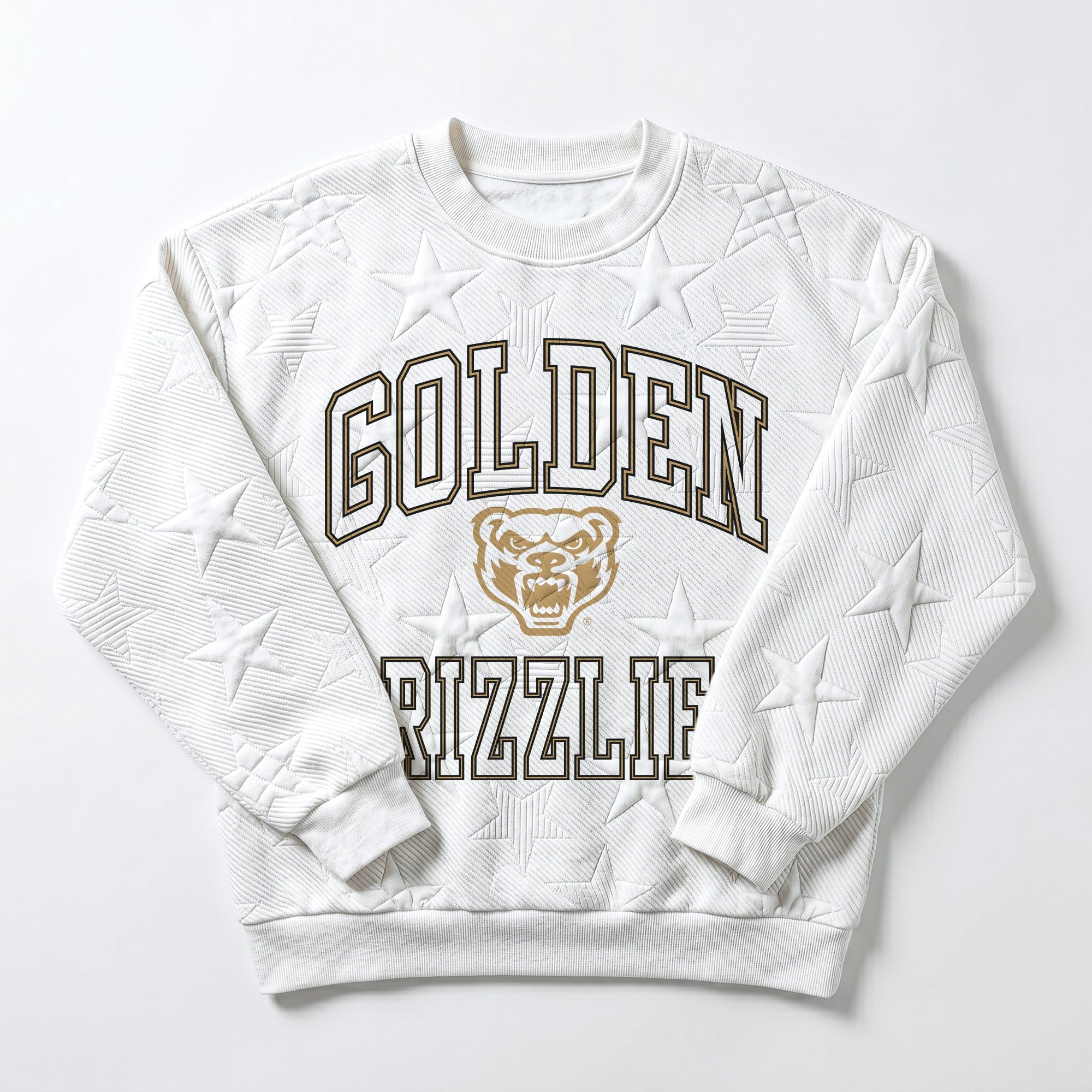 OAKLAND GOLDEN GRIZZLIES BIG PLAY ENERGY EMBOSSED STAR CREWNECK