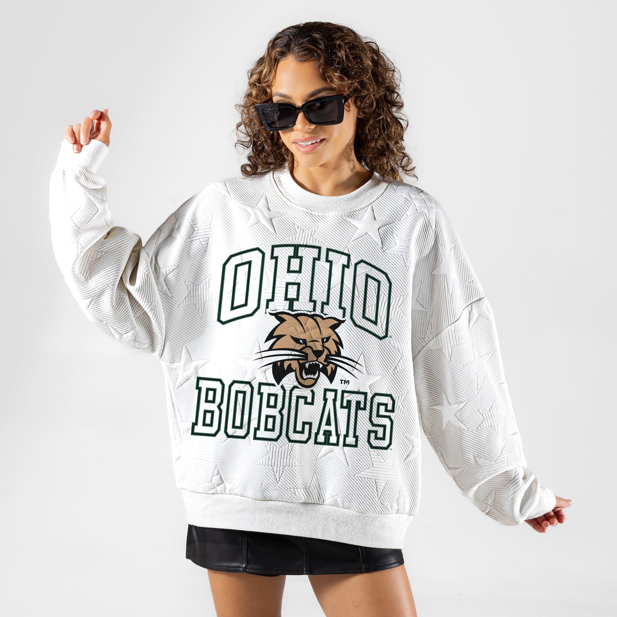 OHIO BOBCATS BIG PLAY ENERGY EMBOSSED STAR CREWNECK