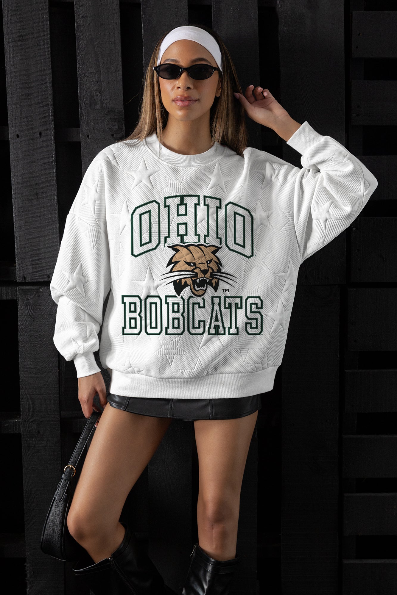 OHIO BOBCATS BIG PLAY ENERGY EMBOSSED STAR CREWNECK