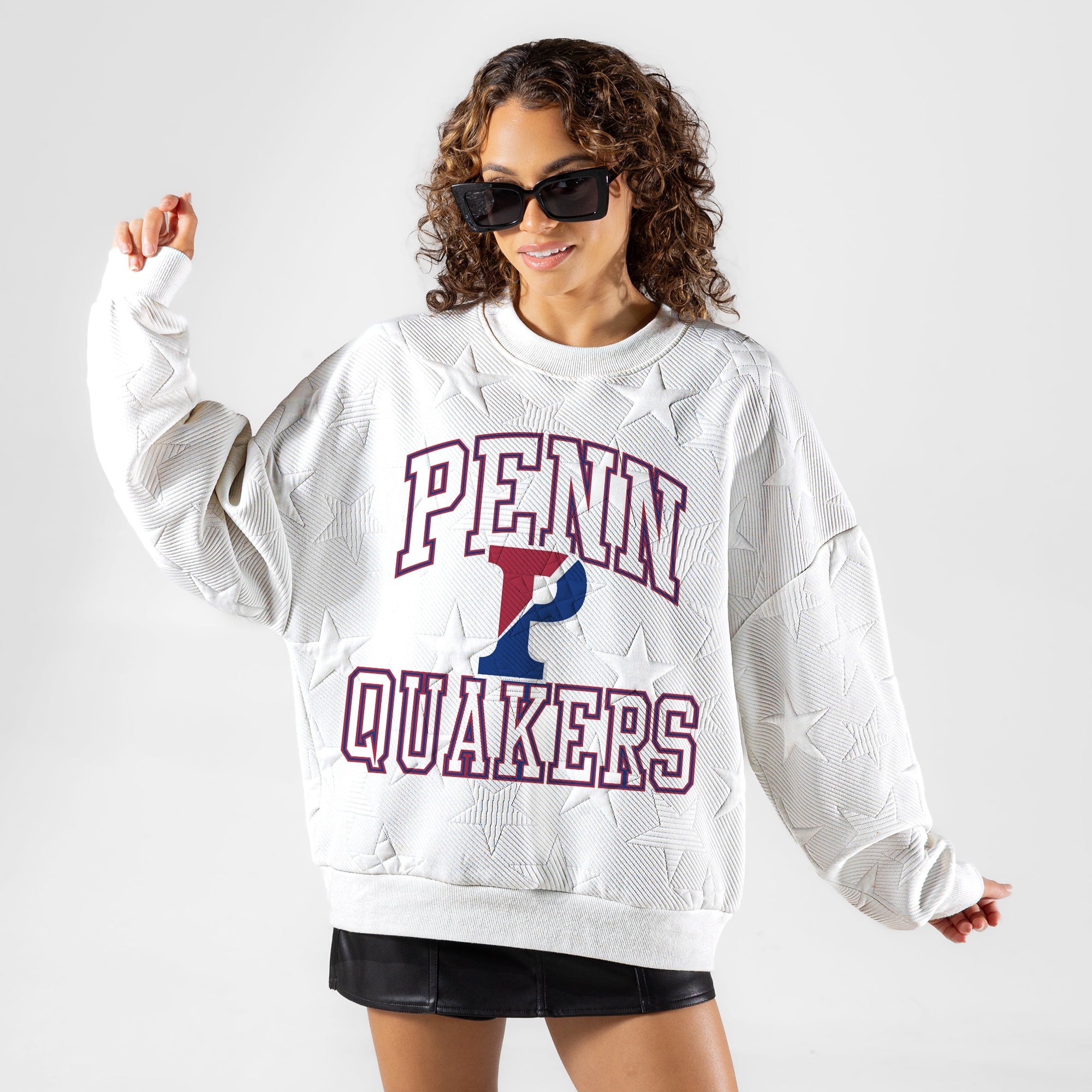 PENNSYLVANIA QUAKERS BIG PLAY ENERGY EMBOSSED STAR CREWNECK