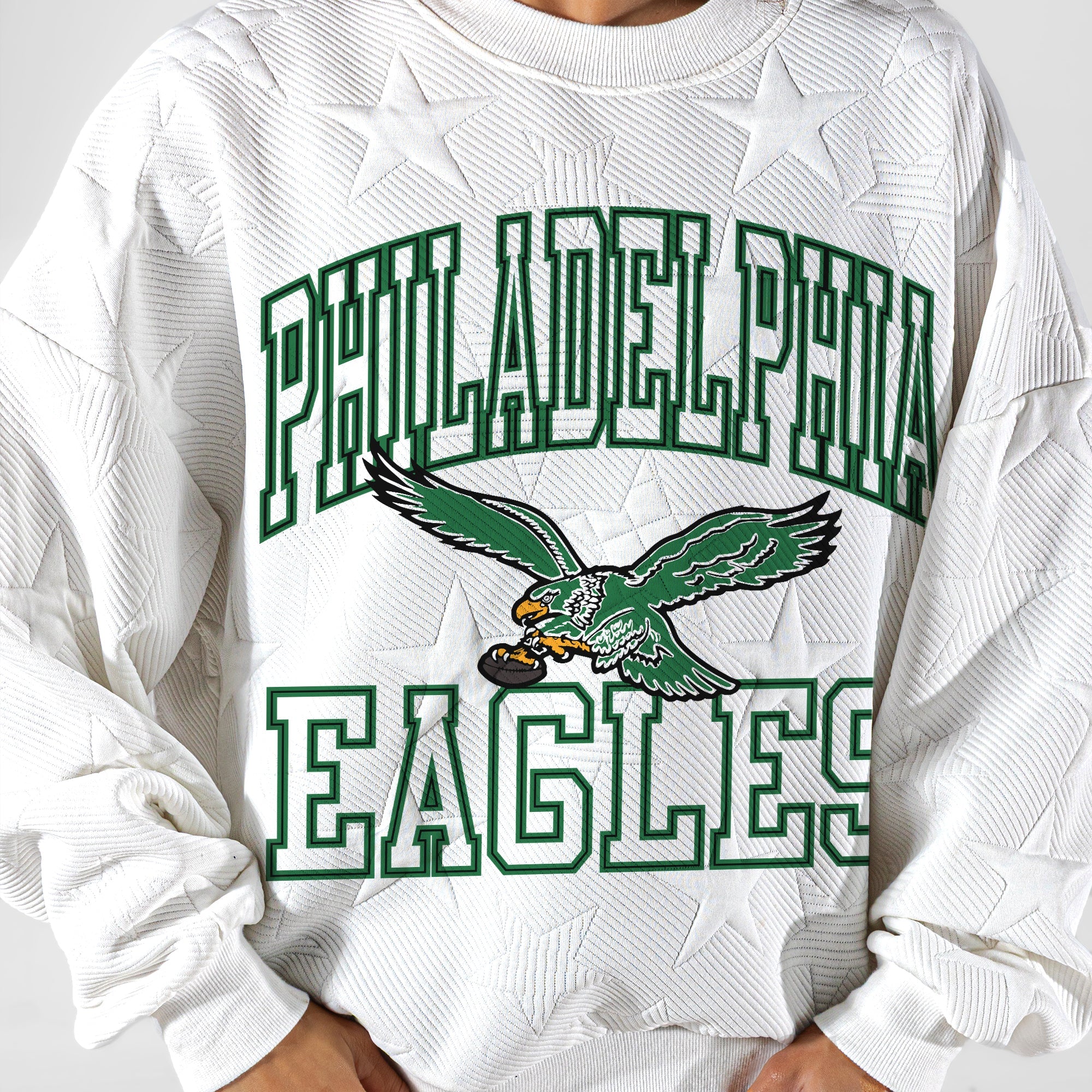 PHILADELPHIA EAGLES BIG PLAY ENERGY EMBOSSED STAR CREWNECK