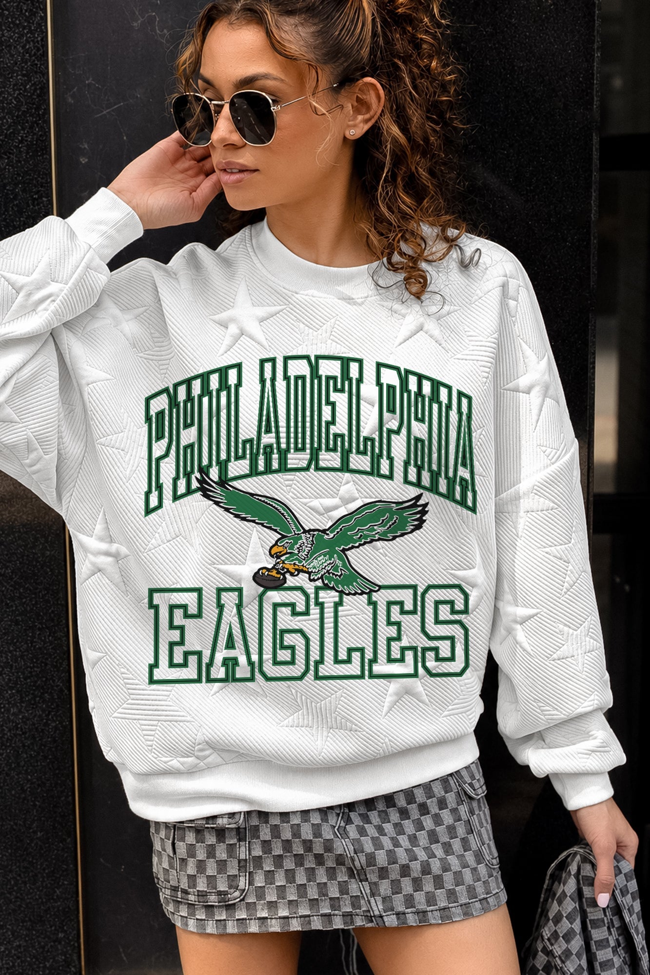 PHILADELPHIA EAGLES BIG PLAY ENERGY EMBOSSED STAR CREWNECK