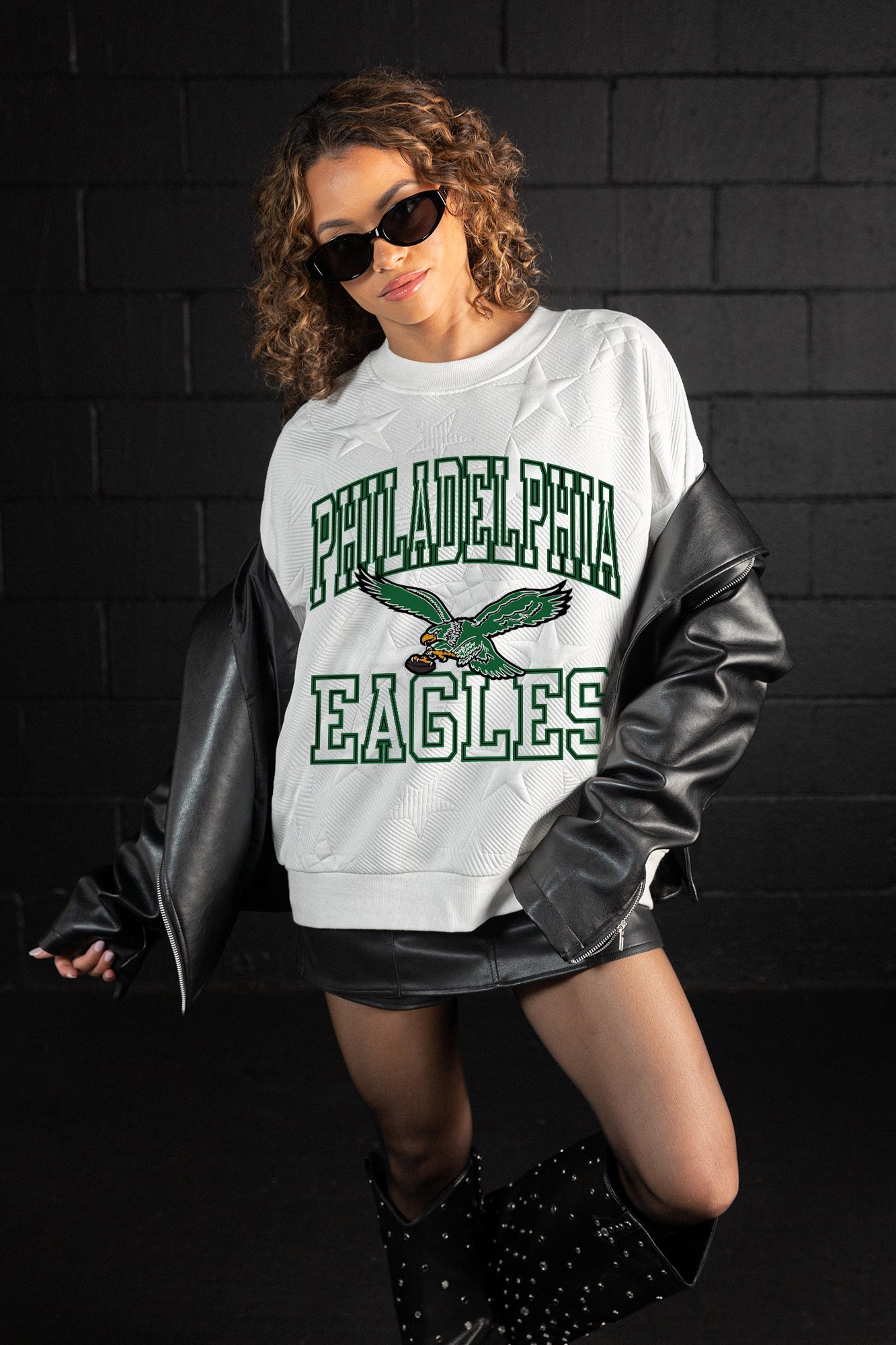 PHILADELPHIA EAGLES BIG PLAY ENERGY EMBOSSED STAR CREWNECK