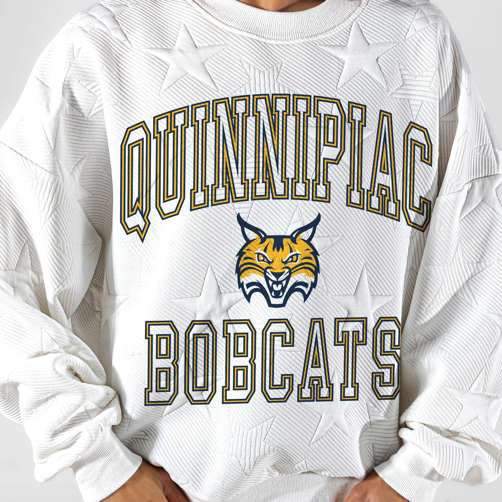 QUINNIPIAC BOBCATS BIG PLAY ENERGY EMBOSSED STAR CREWNECK