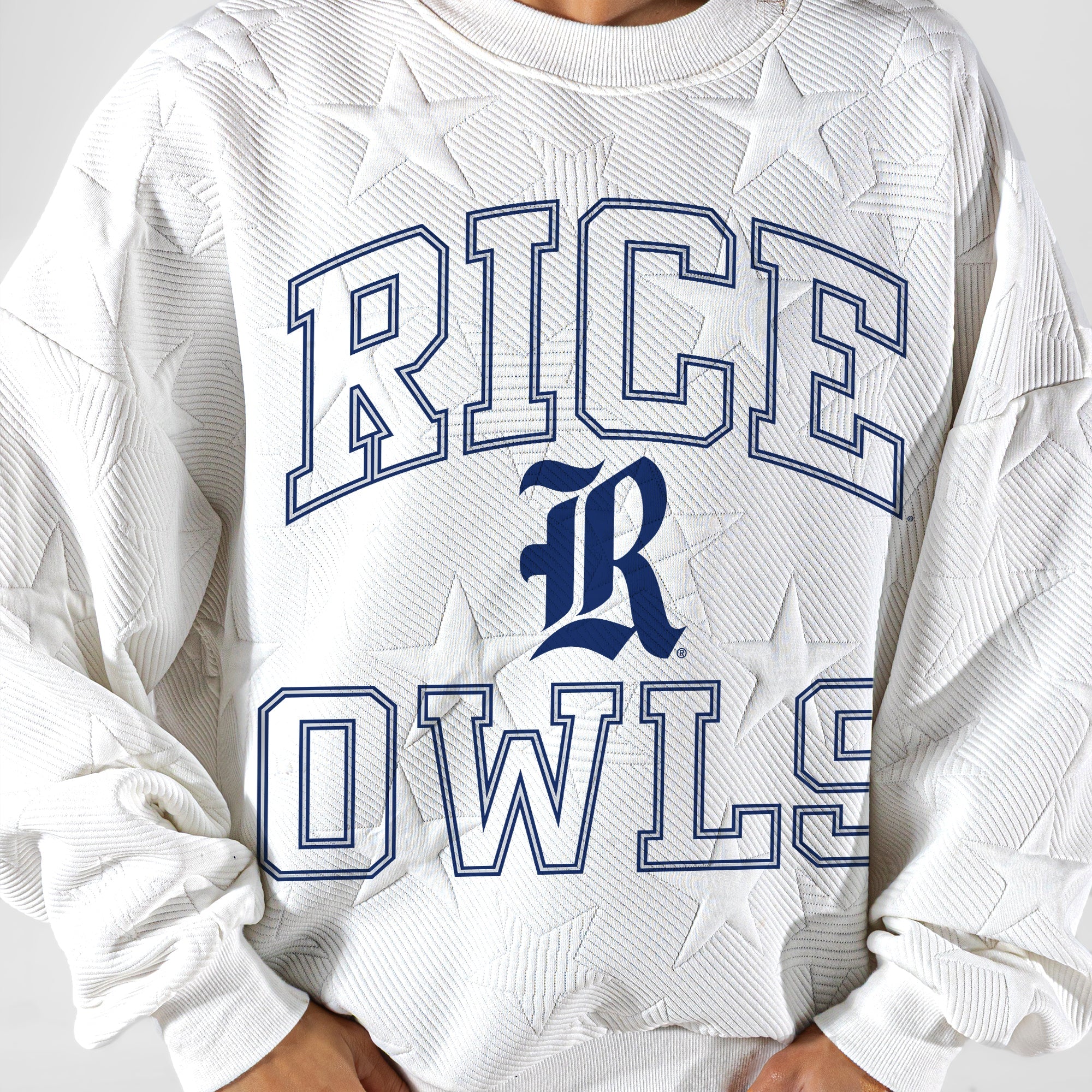 RICE OWLS BIG PLAY ENERGY EMBOSSED STAR CREWNECK