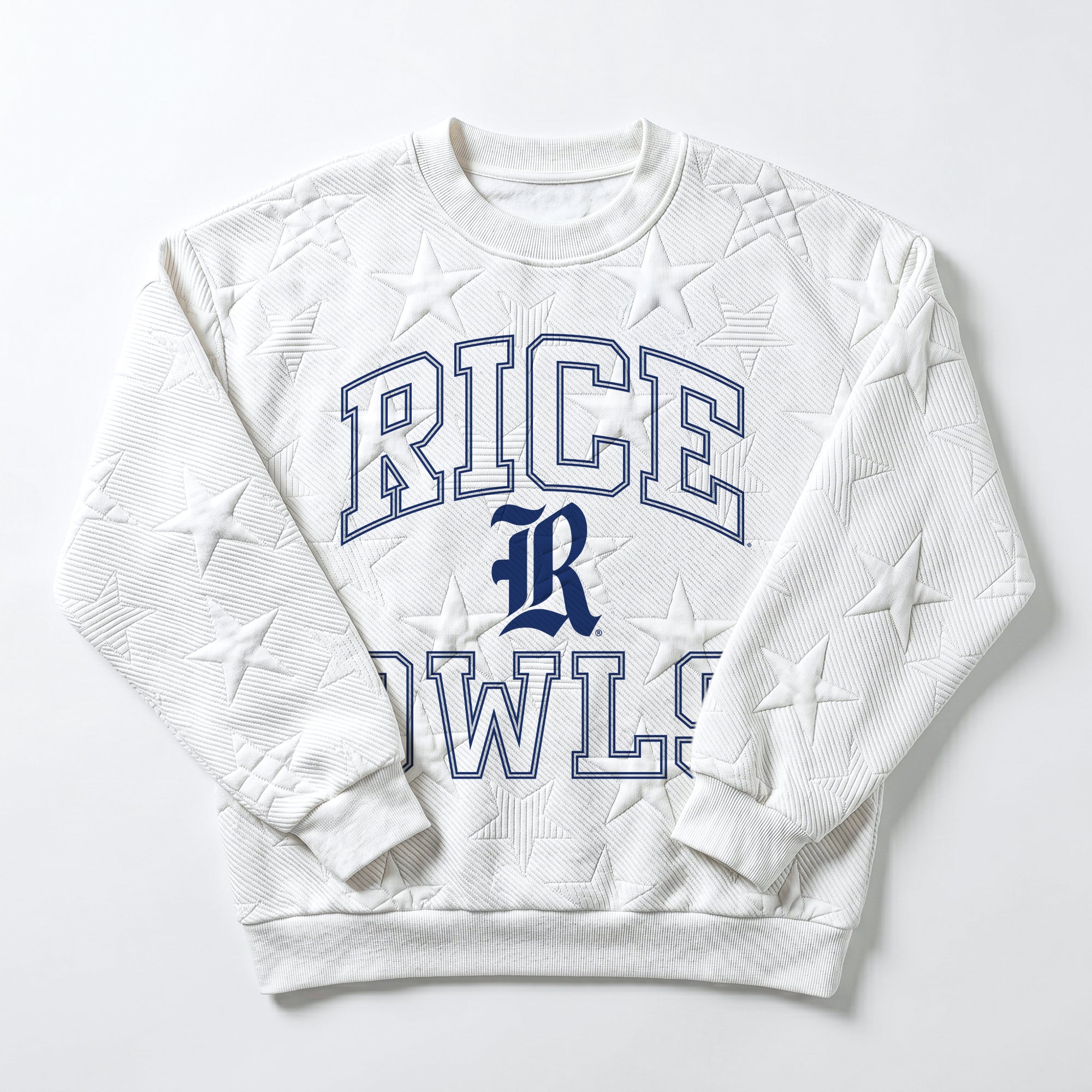 RICE OWLS BIG PLAY ENERGY EMBOSSED STAR CREWNECK
