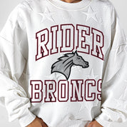 RIDER BRONCS BIG PLAY ENERGY EMBOSSED STAR CREWNECK
