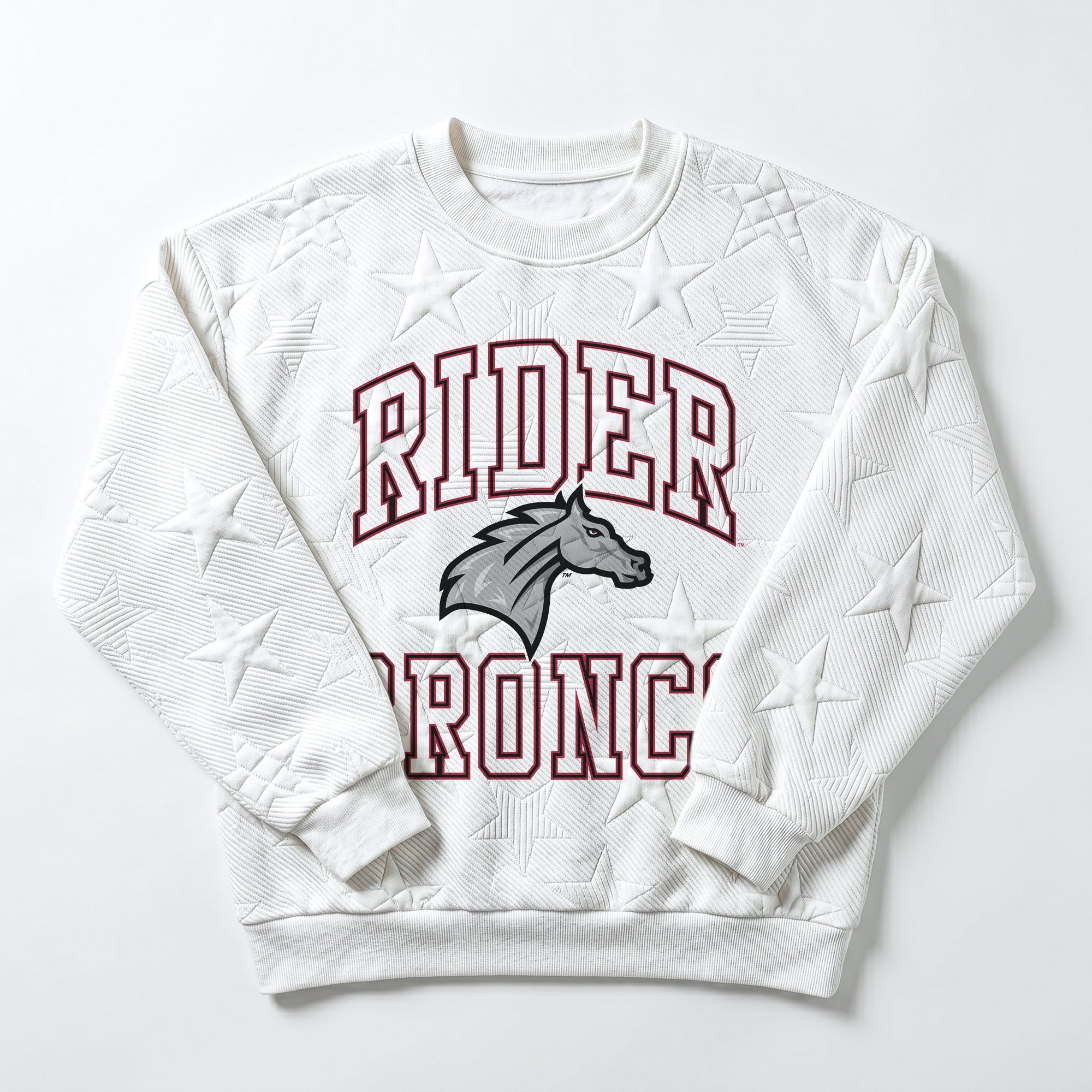 RIDER BRONCS BIG PLAY ENERGY EMBOSSED STAR CREWNECK