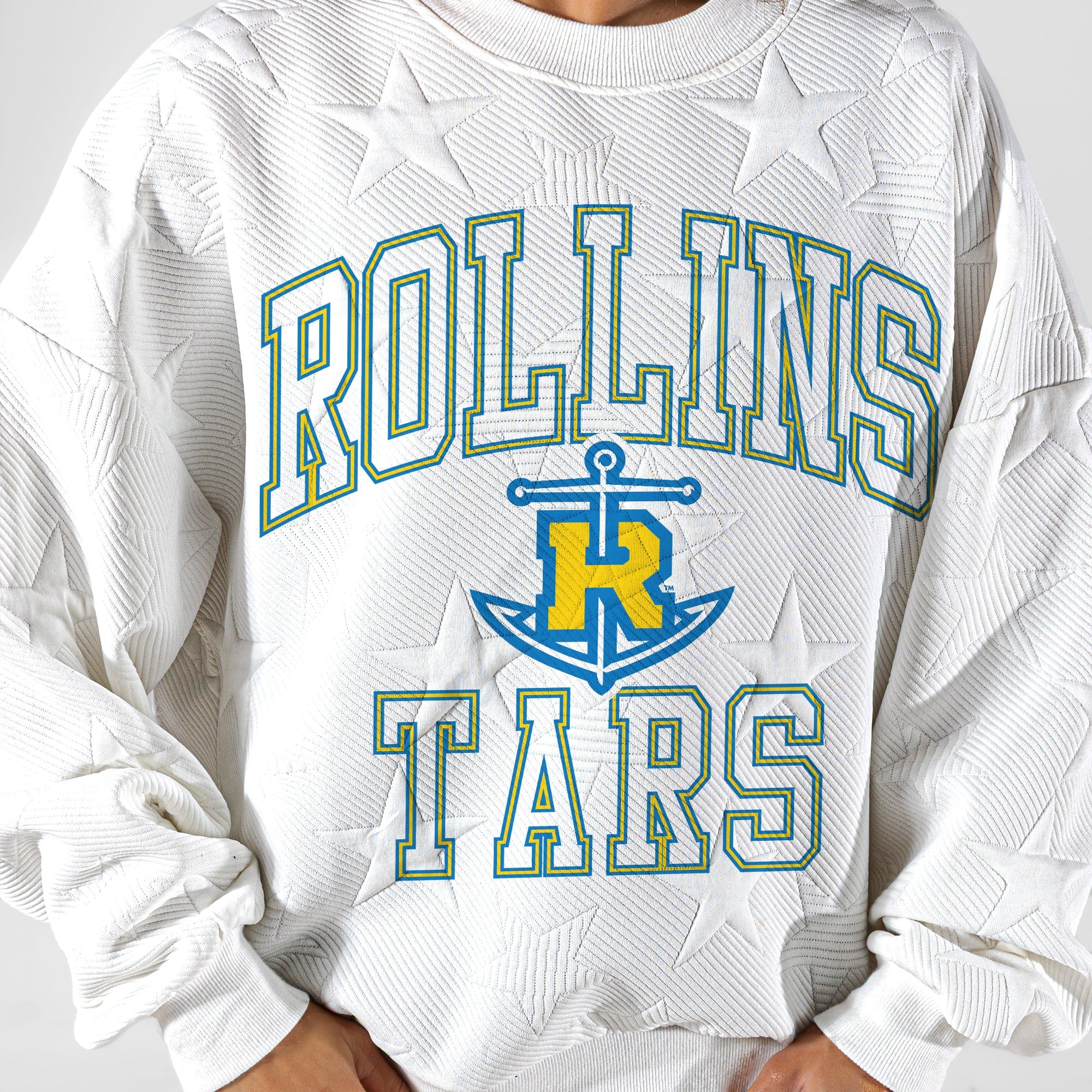 ROLLINS COLLEGE TARS BIG PLAY ENERGY EMBOSSED STAR CREWNECK