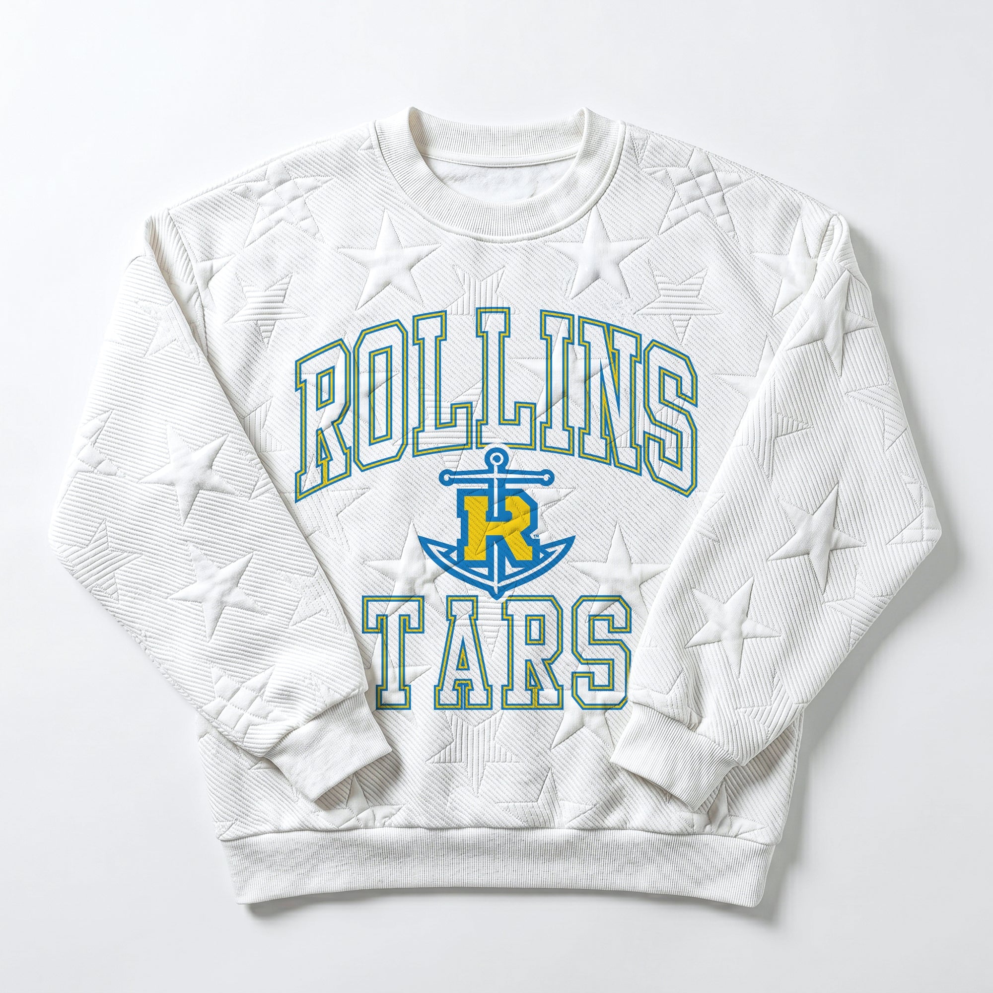 ROLLINS COLLEGE TARS BIG PLAY ENERGY EMBOSSED STAR CREWNECK