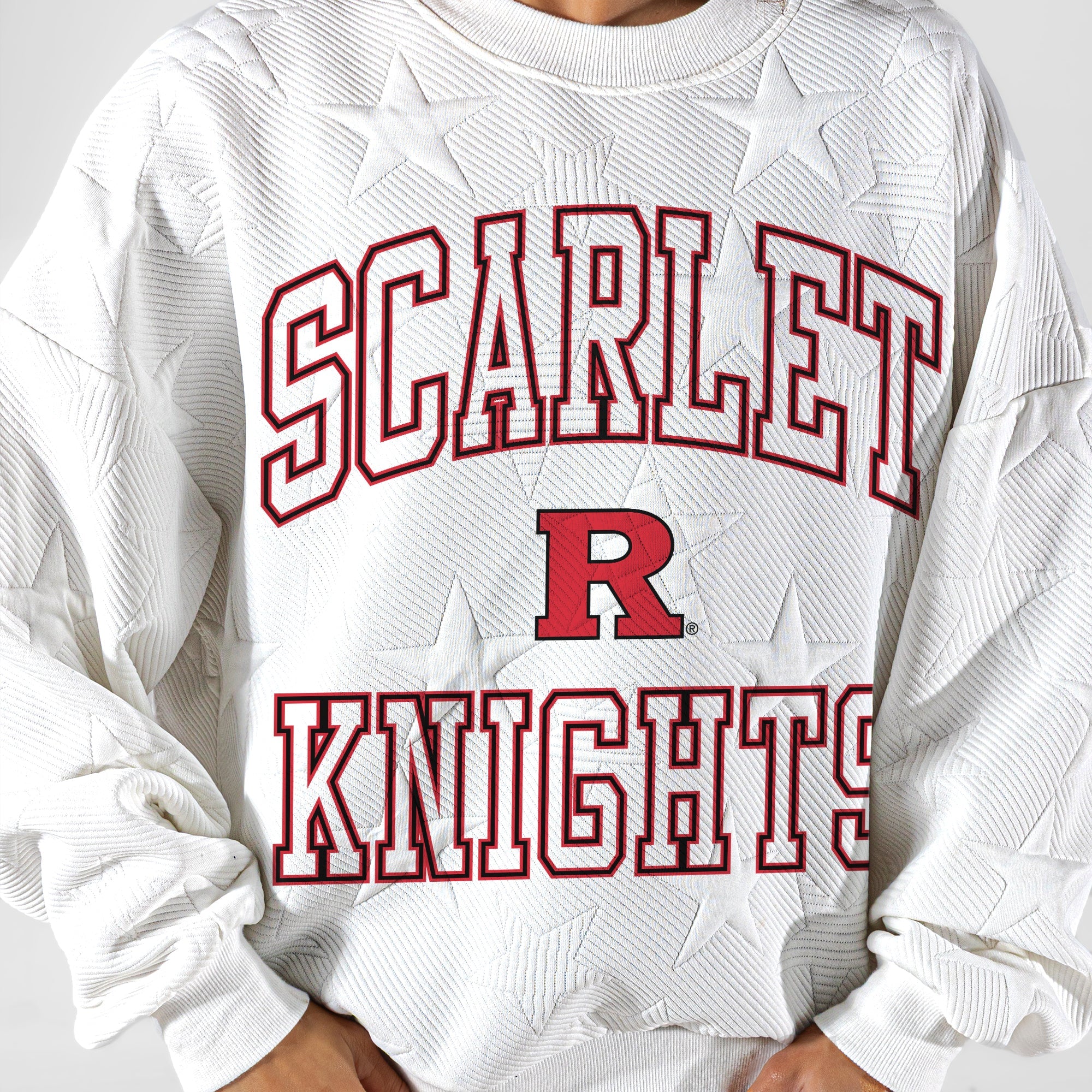 RUTGERS SCARLET KNIGHTS BIG PLAY ENERGY EMBOSSED STAR CREWNECK