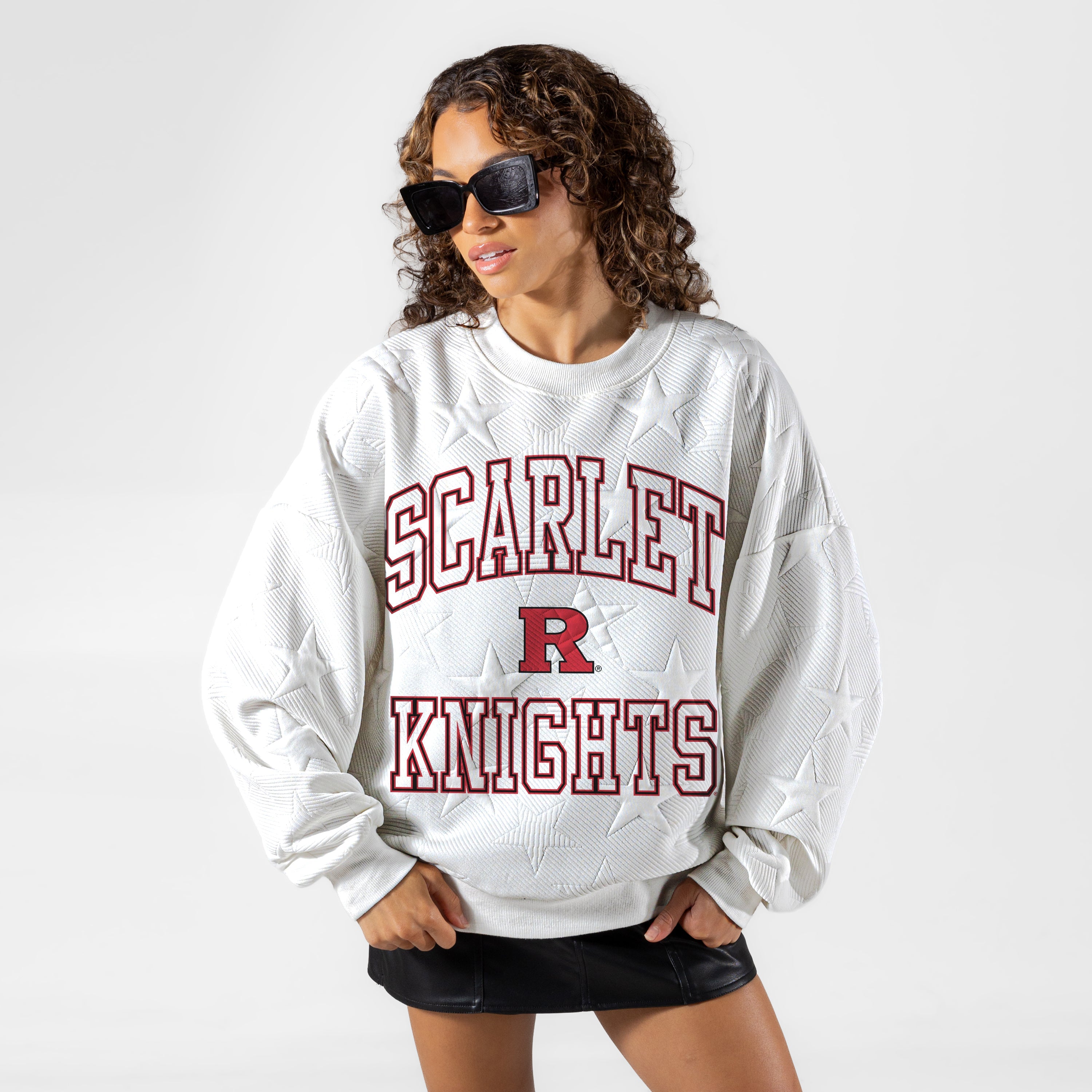 RUTGERS SCARLET KNIGHTS BIG PLAY ENERGY EMBOSSED STAR CREWNECK