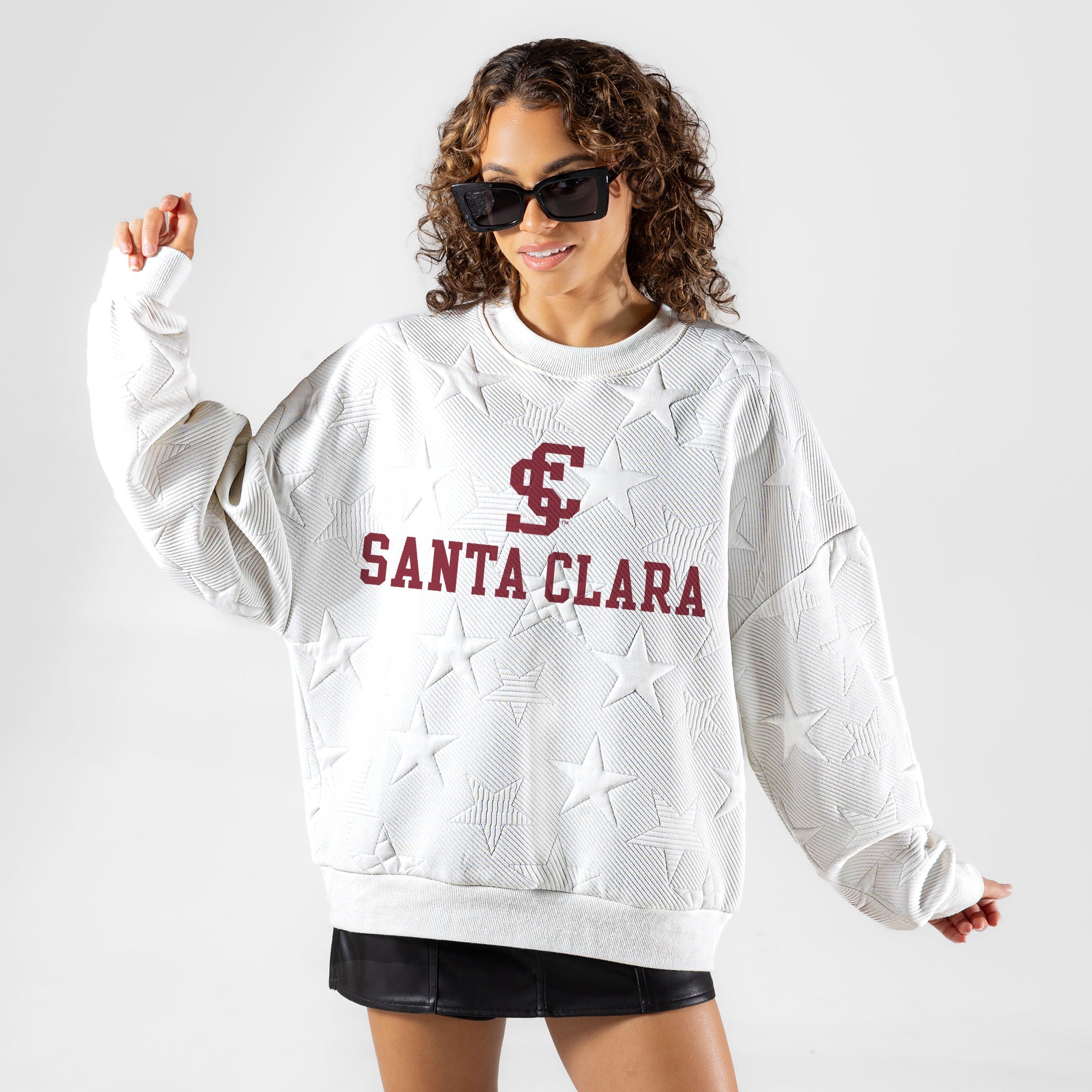 SANTA CLARA BRONCOS BIG PLAY ENERGY EMBOSSED STAR CREWNECK