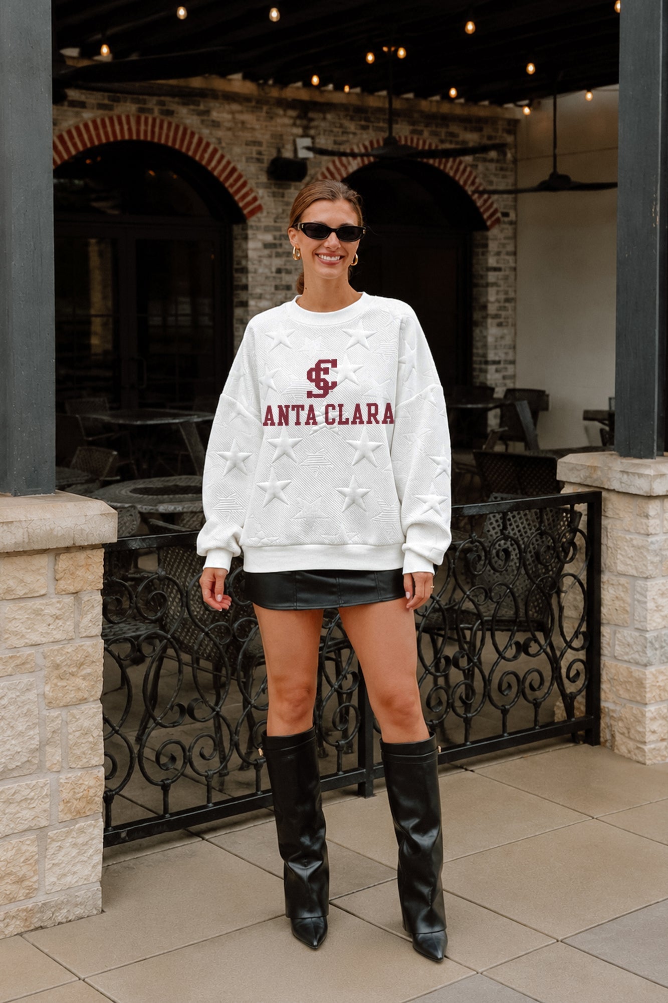 SANTA CLARA BRONCOS BIG PLAY ENERGY EMBOSSED STAR CREWNECK
