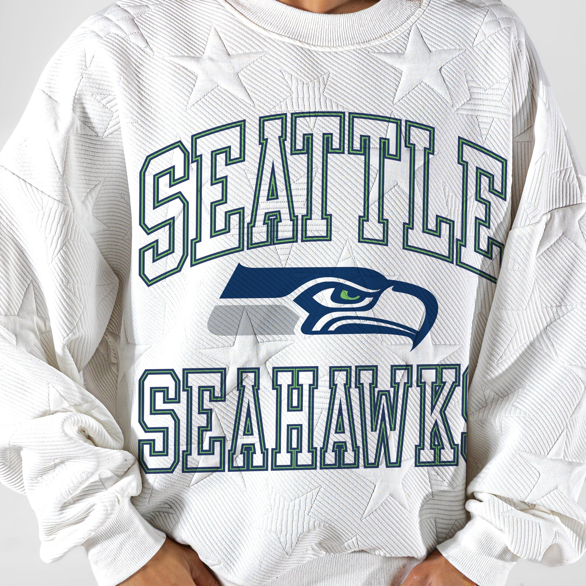 SEATTLE SEAHAWKS BIG PLAY ENERGY EMBOSSED STAR CREWNECK