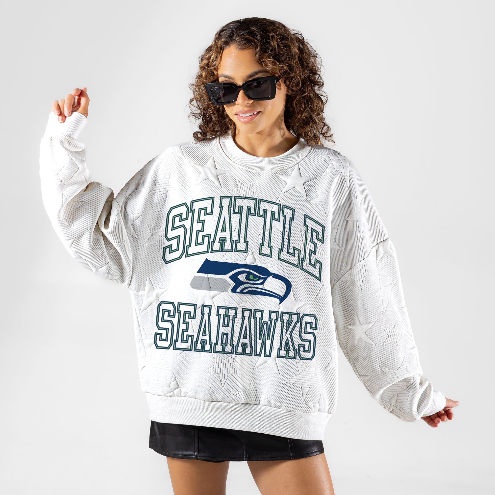 SEATTLE SEAHAWKS BIG PLAY ENERGY EMBOSSED STAR CREWNECK