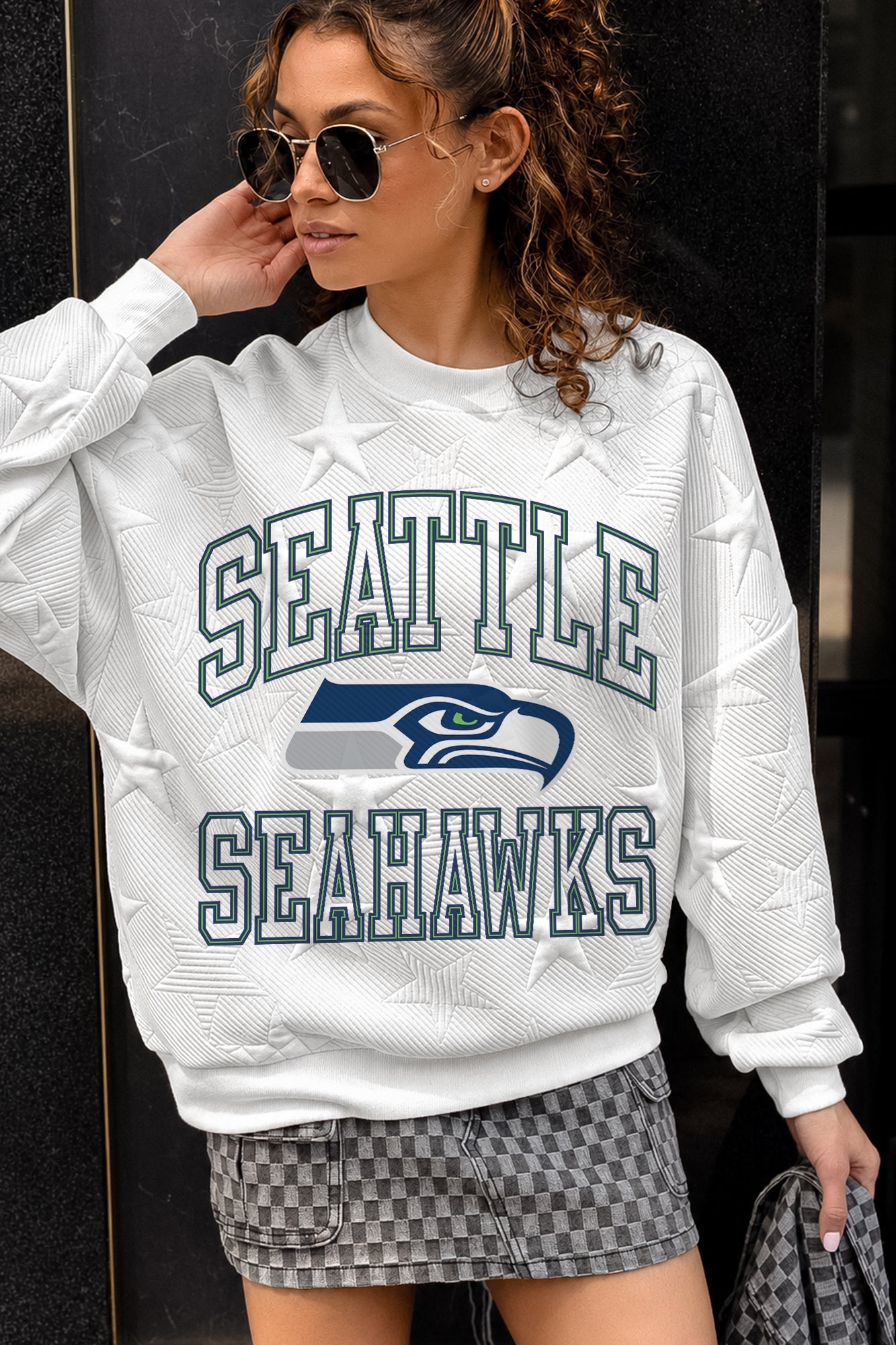SEATTLE SEAHAWKS BIG PLAY ENERGY EMBOSSED STAR CREWNECK