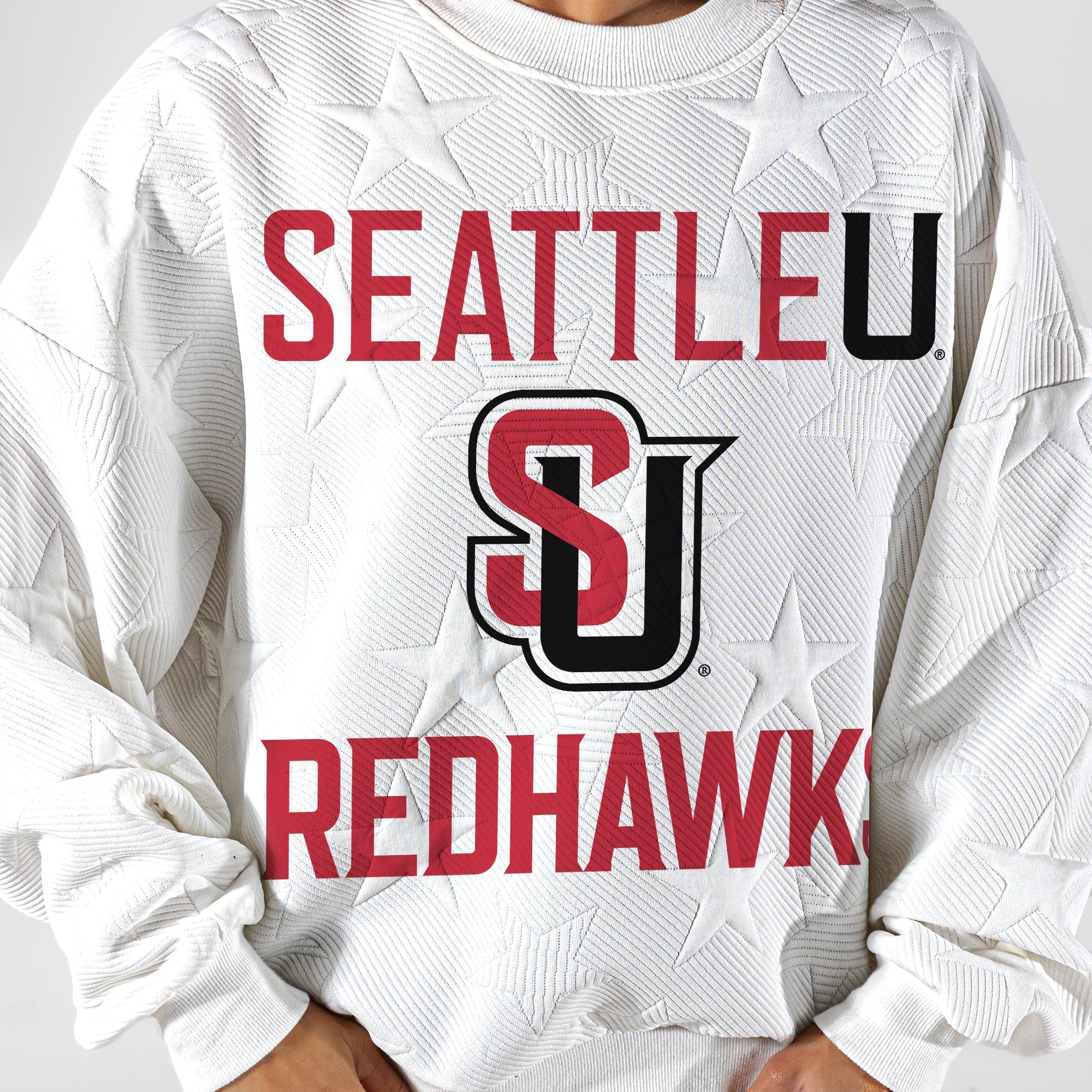 SEATTLE U REDHAWKS BIG PLAY ENERGY EMBOSSED STAR CREWNECK