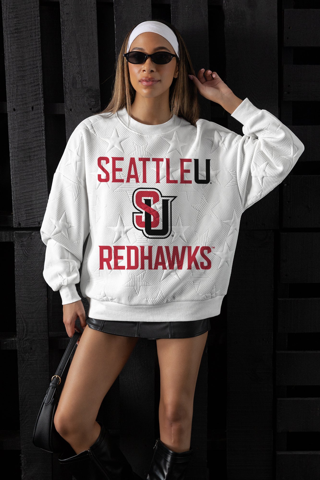 SEATTLE U REDHAWKS BIG PLAY ENERGY EMBOSSED STAR CREWNECK