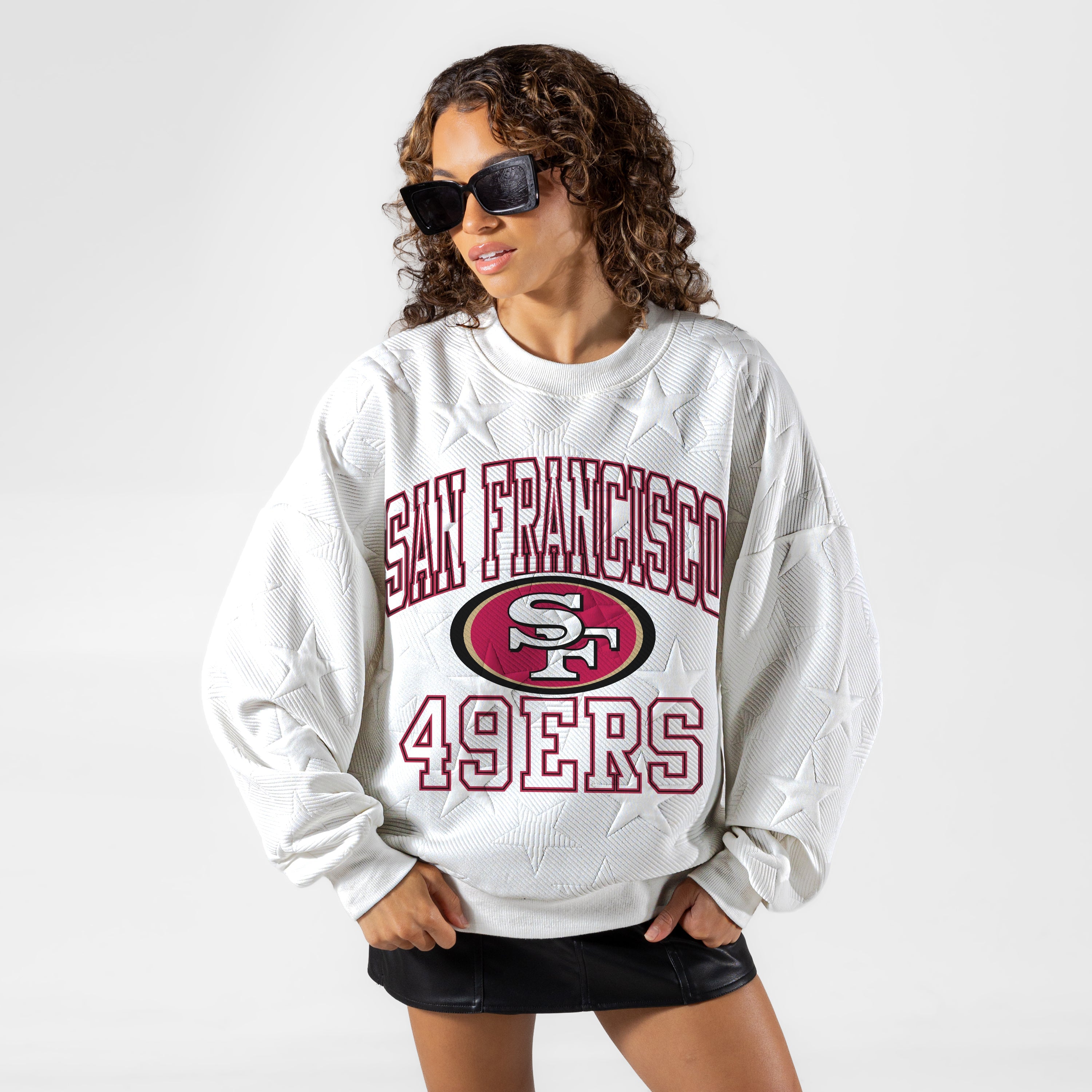 SAN FRANCISCO 49ERS BIG PLAY ENERGY EMBOSSED STAR CREWNECK