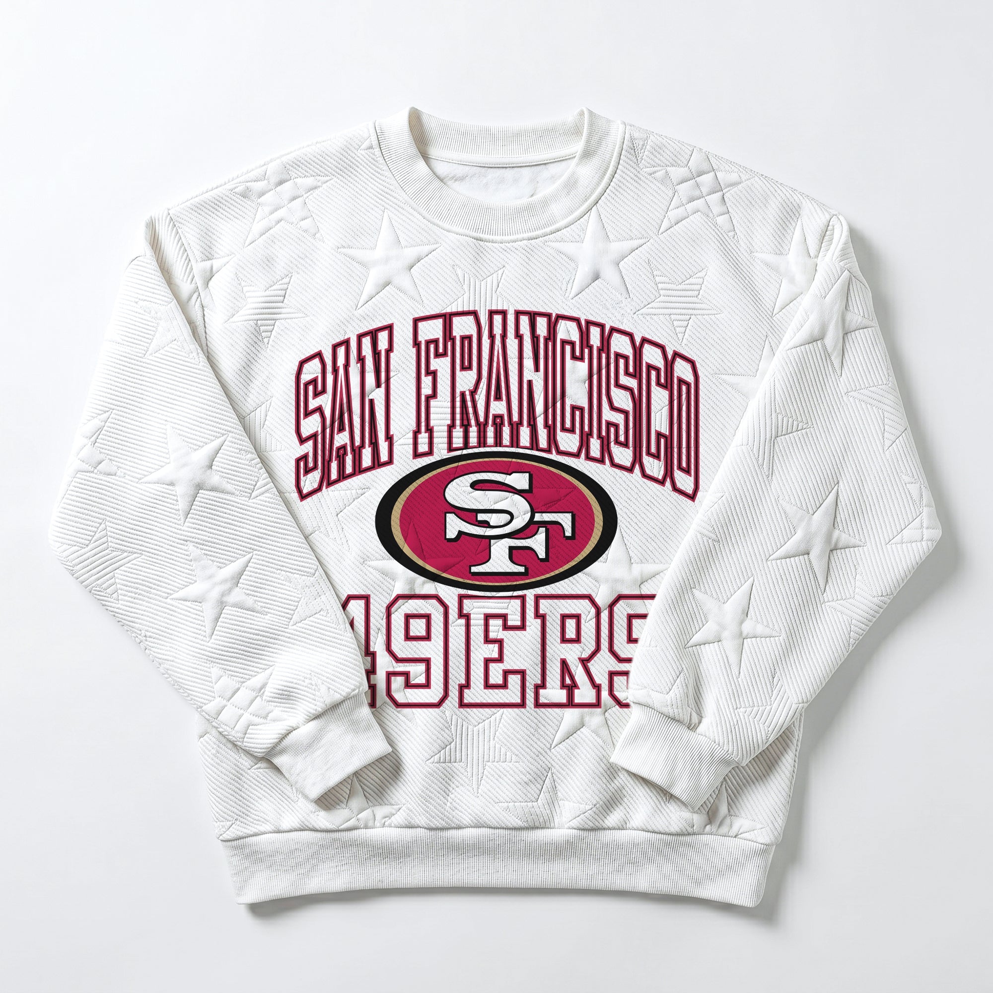SAN FRANCISCO 49ERS BIG PLAY ENERGY EMBOSSED STAR CREWNECK