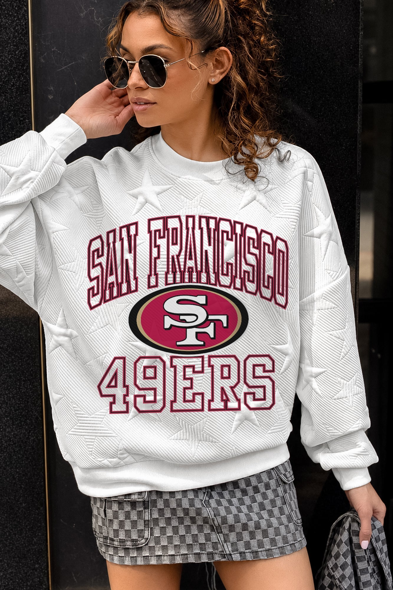 SAN FRANCISCO 49ERS BIG PLAY ENERGY EMBOSSED STAR CREWNECK
