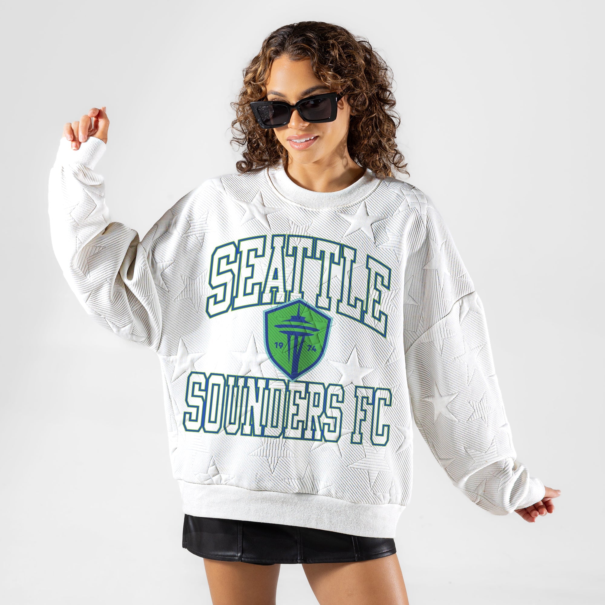 SEATTLE SOUNDERS FC BIG PLAY ENERGY EMBOSSED STAR CREWNECK