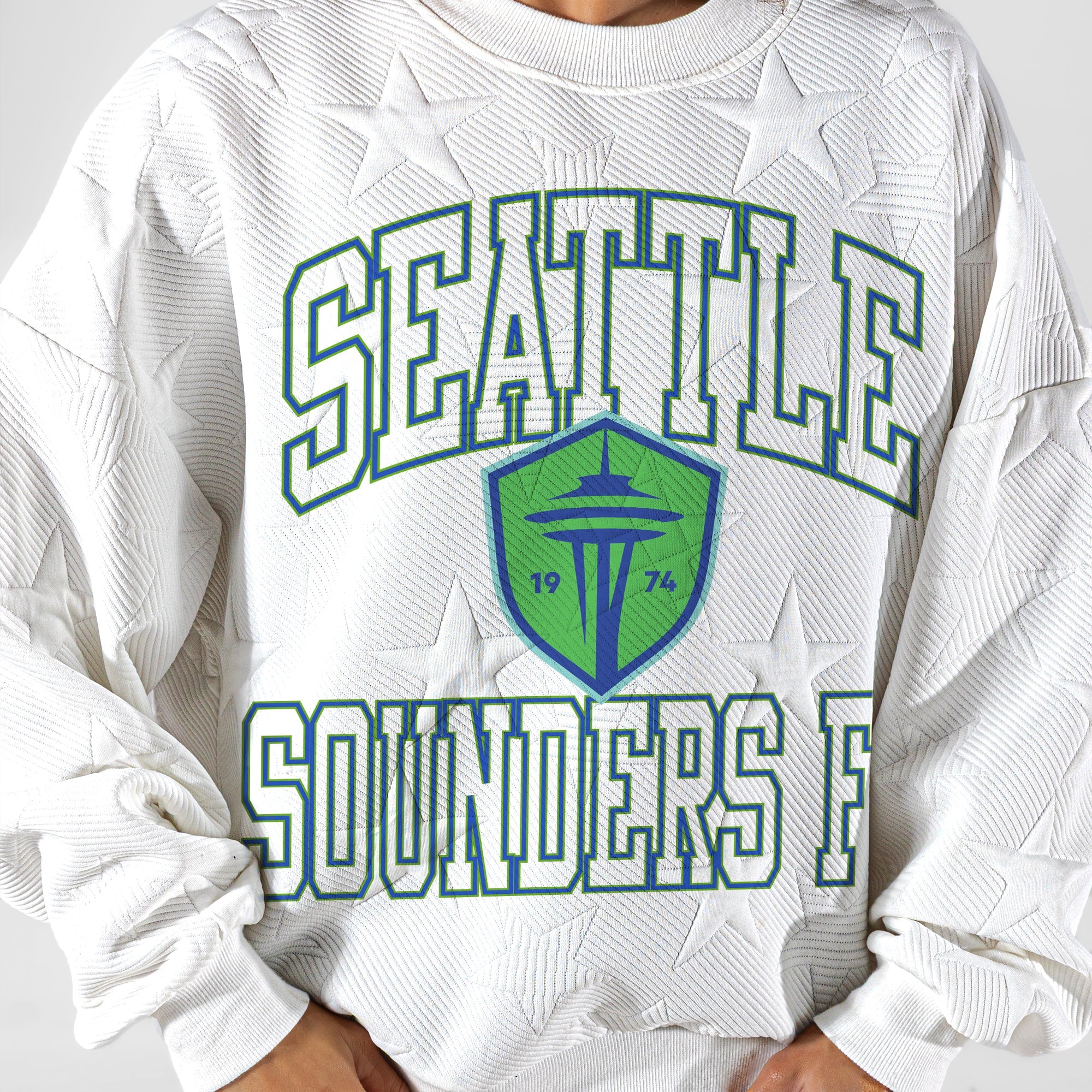 SEATTLE SOUNDERS FC BIG PLAY ENERGY EMBOSSED STAR CREWNECK