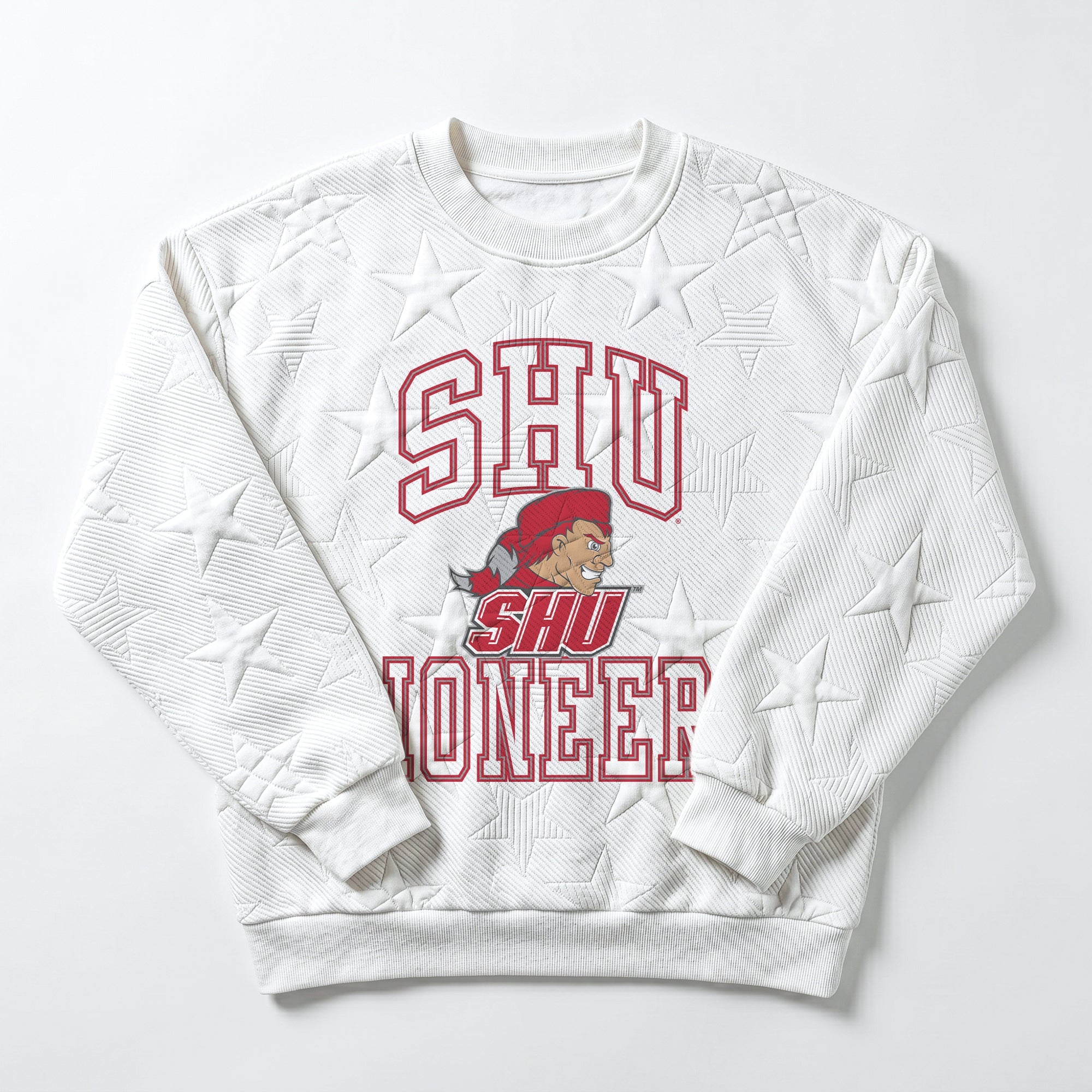 SACRED HEART PIONEERS BIG PLAY ENERGY EMBOSSED STAR CREWNECK