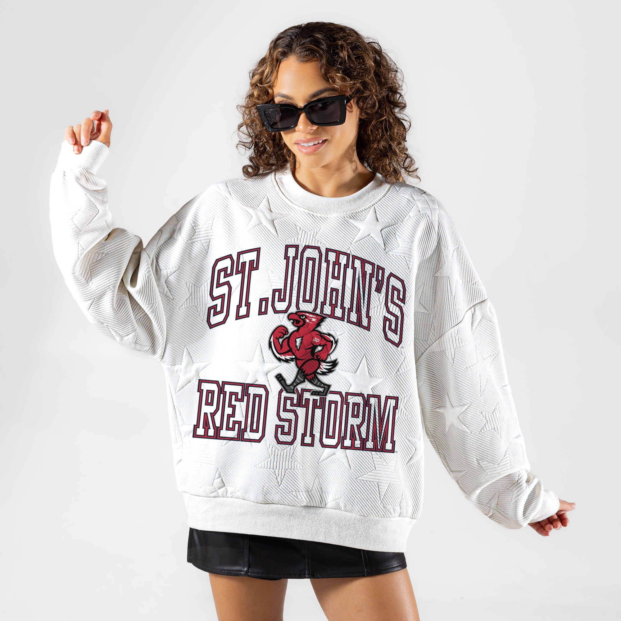 ST. JOHN'S RED STORM BIG PLAY ENERGY EMBOSSED STAR CREWNECK