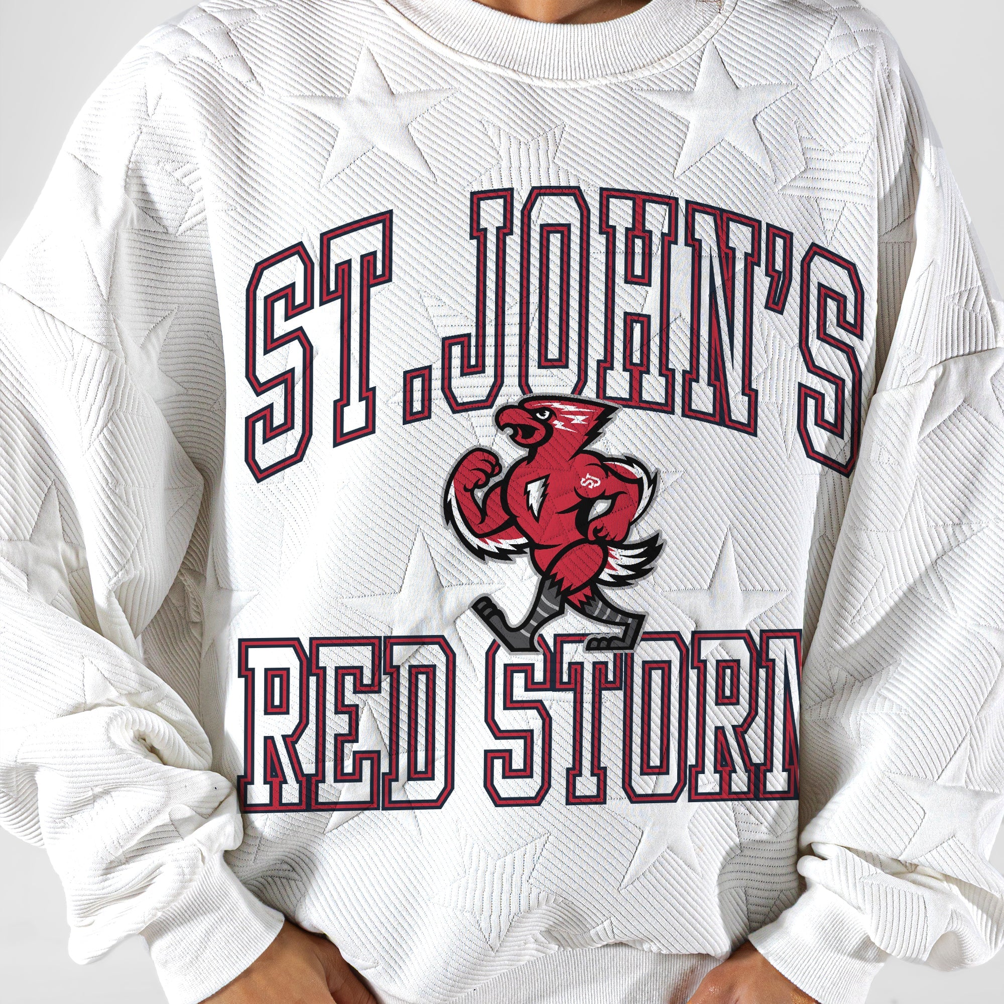 ST. JOHN'S RED STORM BIG PLAY ENERGY EMBOSSED STAR CREWNECK
