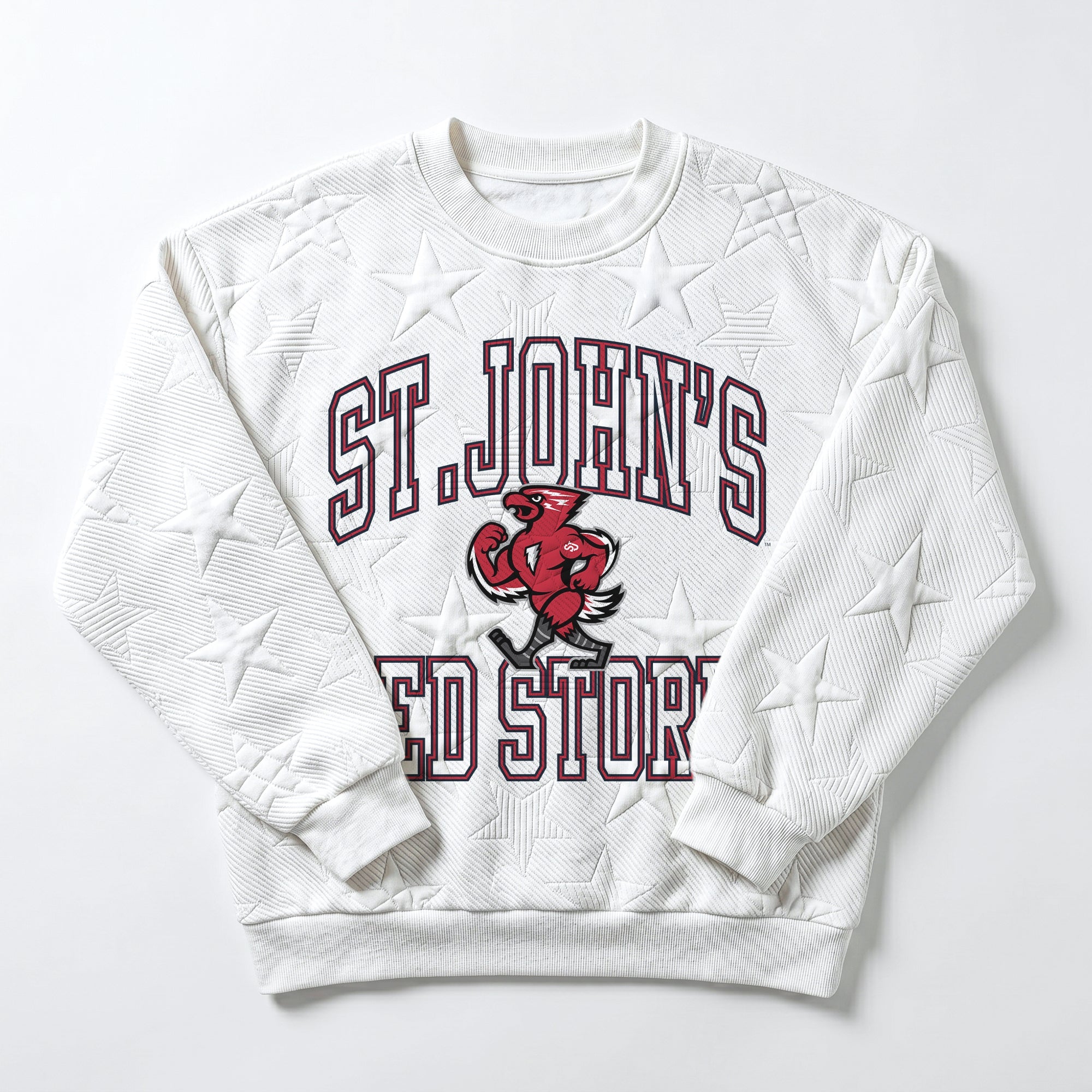 ST. JOHN'S RED STORM BIG PLAY ENERGY EMBOSSED STAR CREWNECK