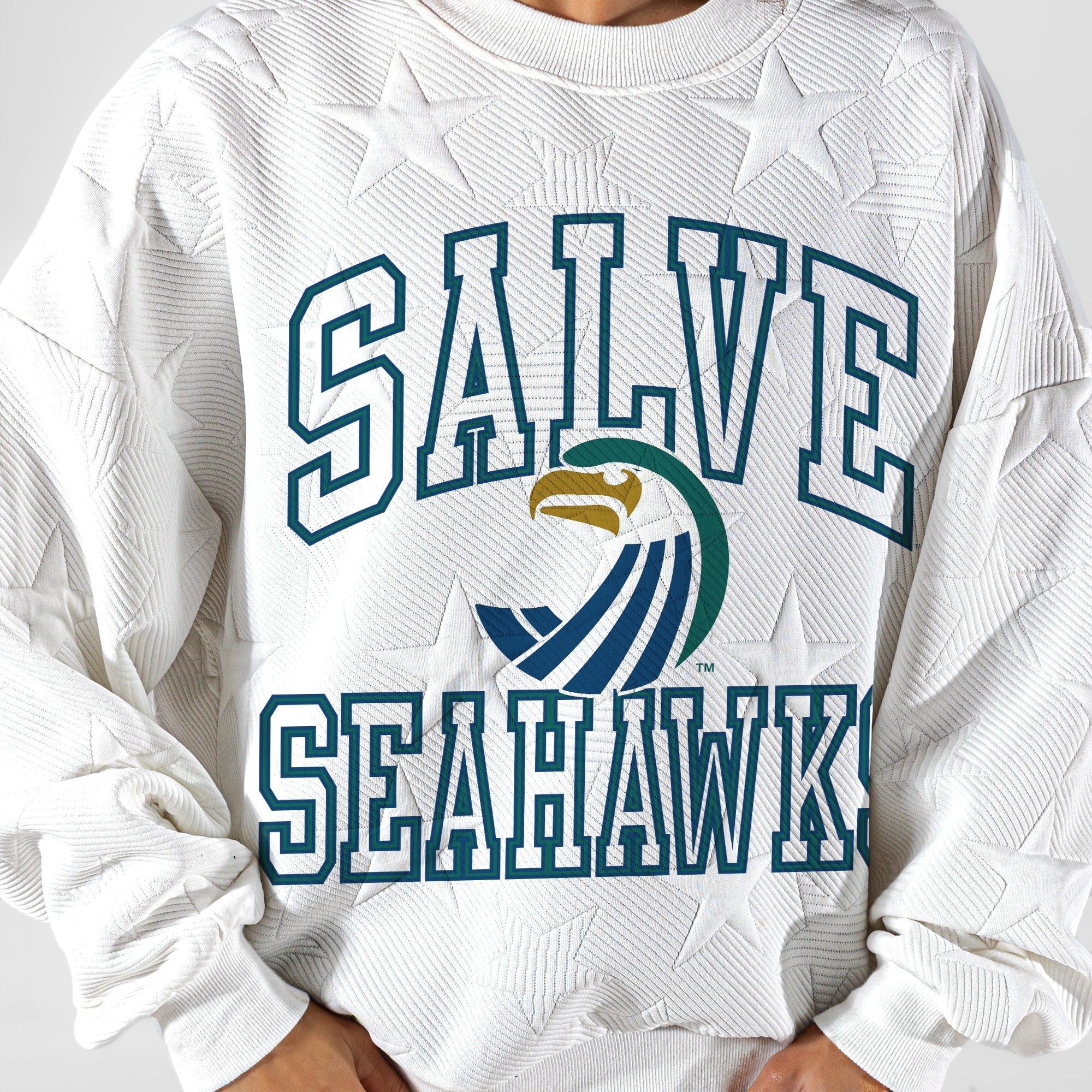 SALVE SEAHAWKS BIG PLAY ENERGY EMBOSSED STAR CREWNECK