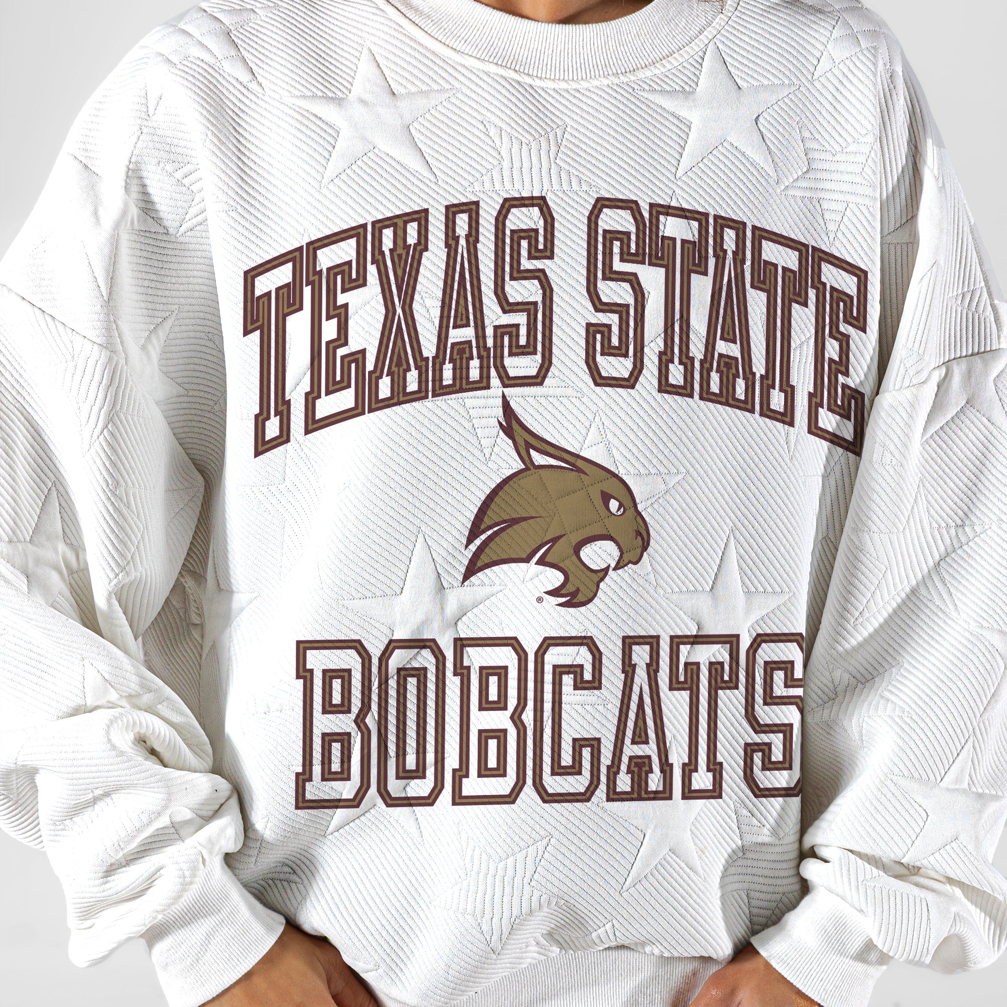 TEXAS STATE BOBCATS BIG PLAY ENERGY EMBOSSED STAR CREWNECK
