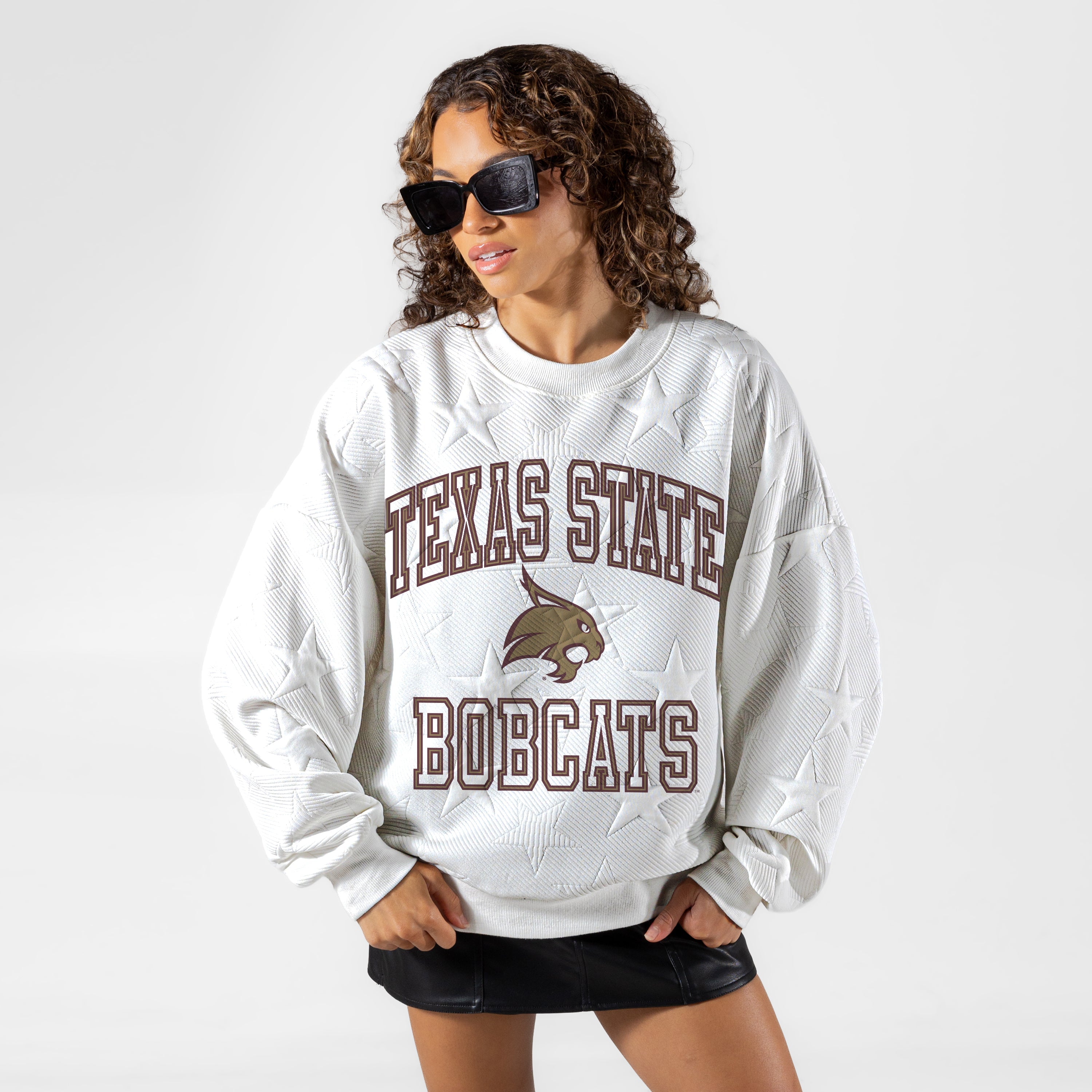 TEXAS STATE BOBCATS BIG PLAY ENERGY EMBOSSED STAR CREWNECK