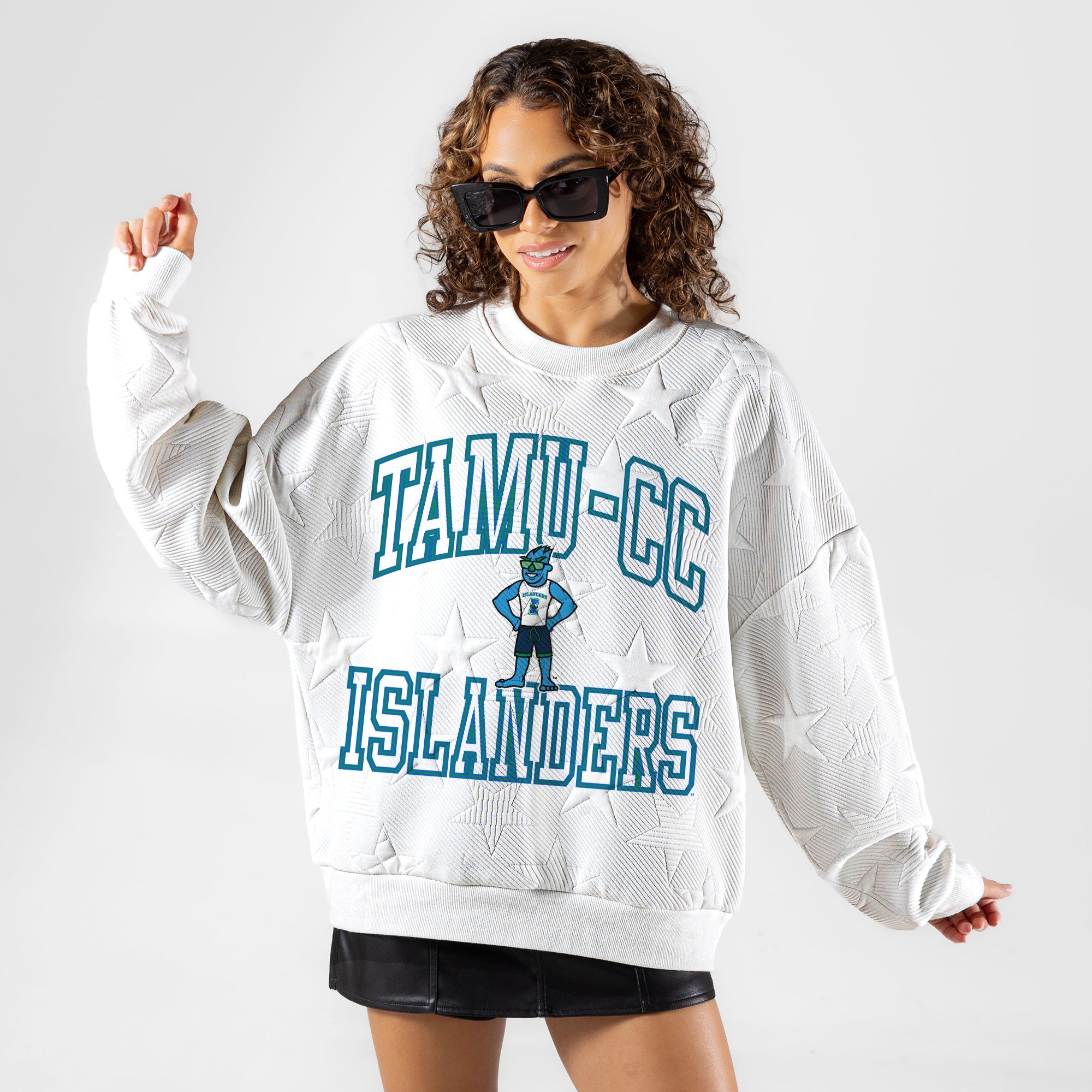 TEXAS A&M-CORPUS CHRISTI ISLANDERS BIG PLAY ENERGY EMBOSSED STAR CREWNECK