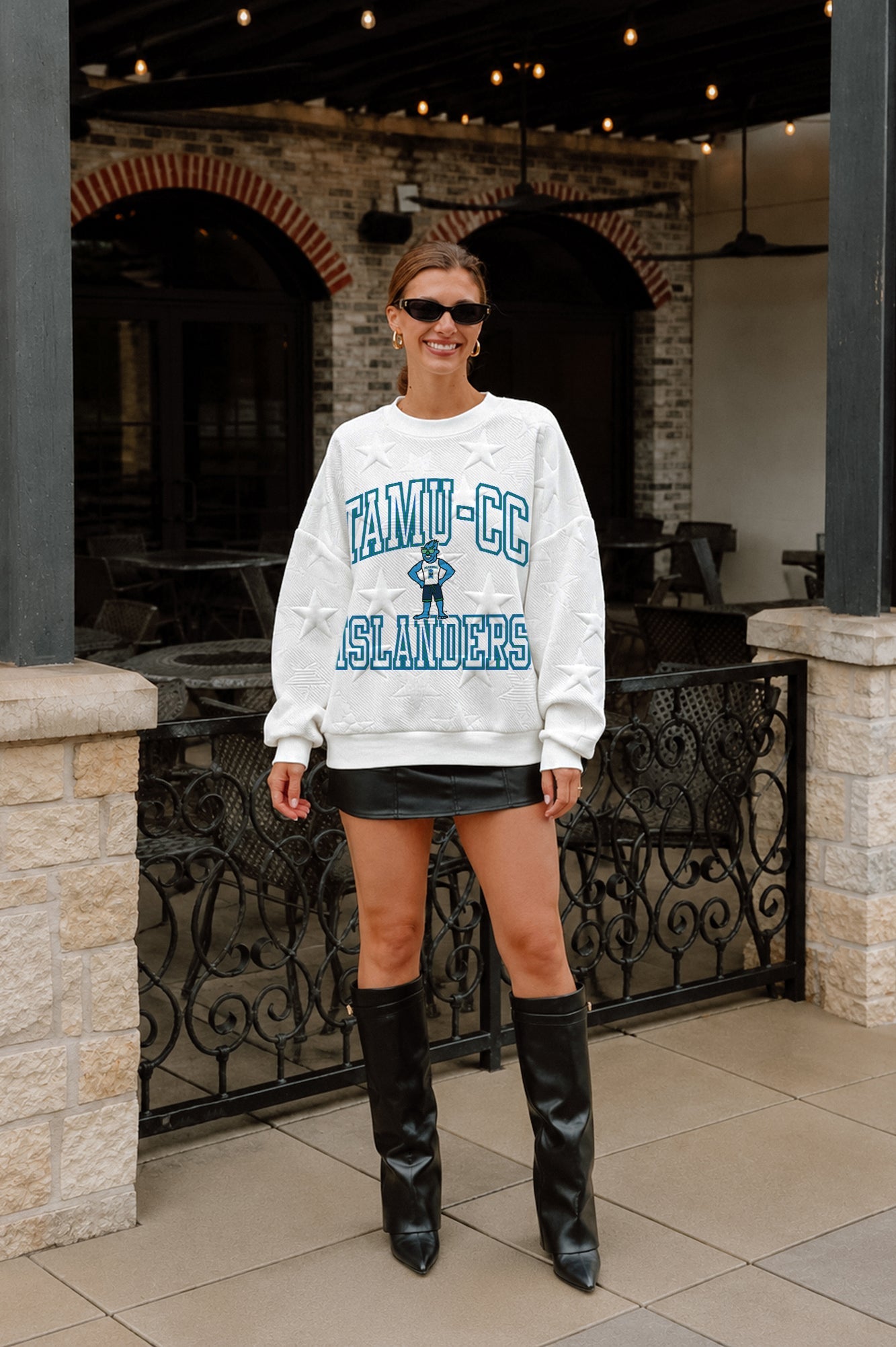 TEXAS A&M-CORPUS CHRISTI ISLANDERS BIG PLAY ENERGY EMBOSSED STAR CREWNECK
