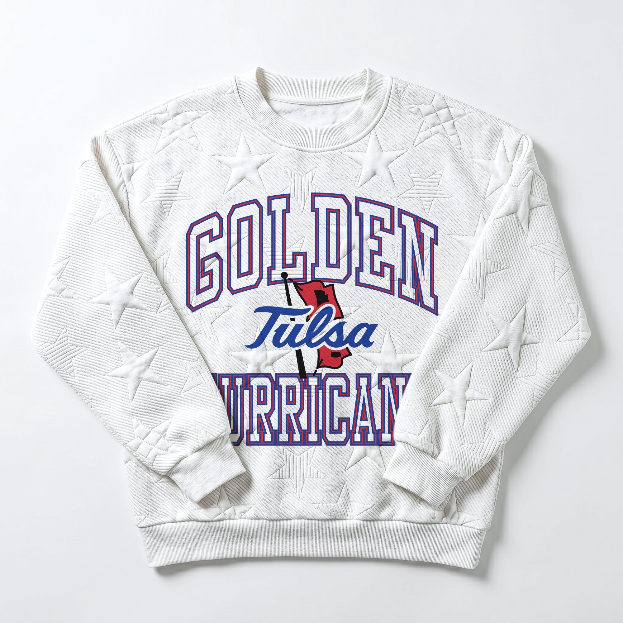 TULSA GOLDEN HURRICANE BIG PLAY ENERGY EMBOSSED STAR CREWNECK