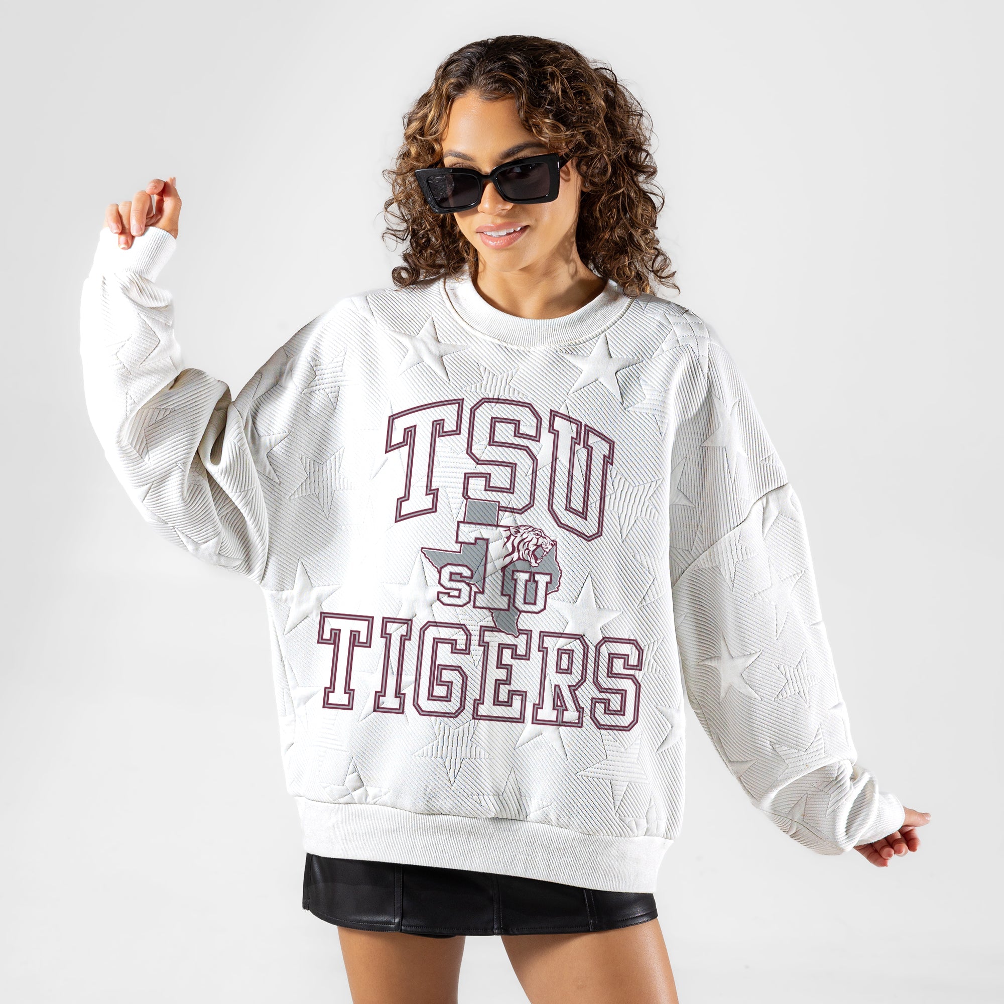 TEXAS SOUTHERN TIGERS BIG PLAY ENERGY EMBOSSED STAR CREWNECK