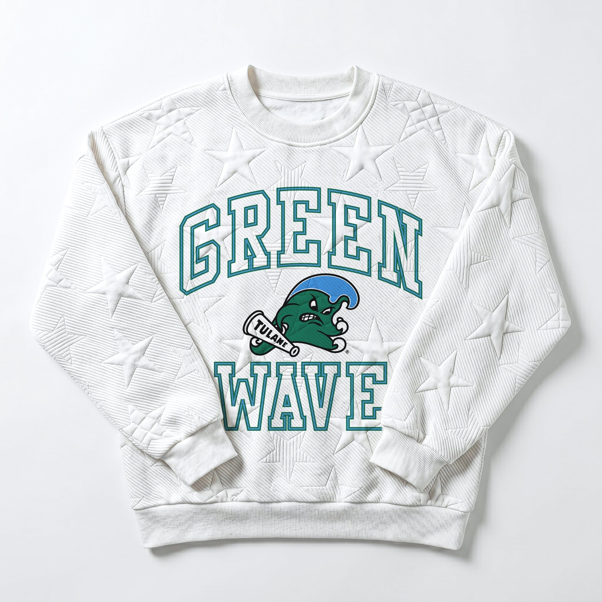 TULANE GREEN WAVE BIG PLAY ENERGY EMBOSSED STAR CREWNECK