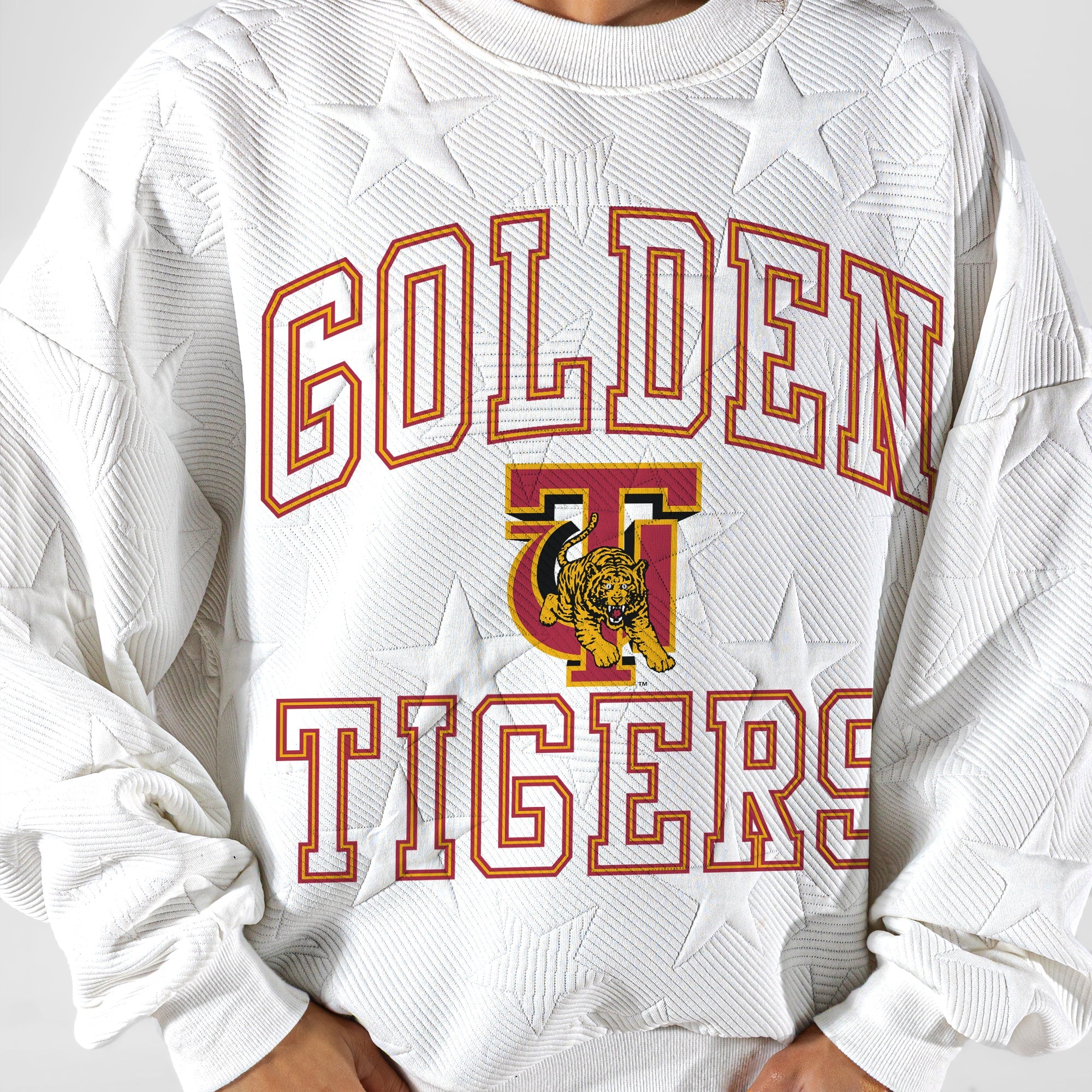 TUSKEGEE GOLDEN TIGERS BIG PLAY ENERGY EMBOSSED STAR CREWNECK