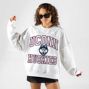 UCONN HUSKIES BIG PLAY ENERGY EMBOSSED STAR CREWNECK