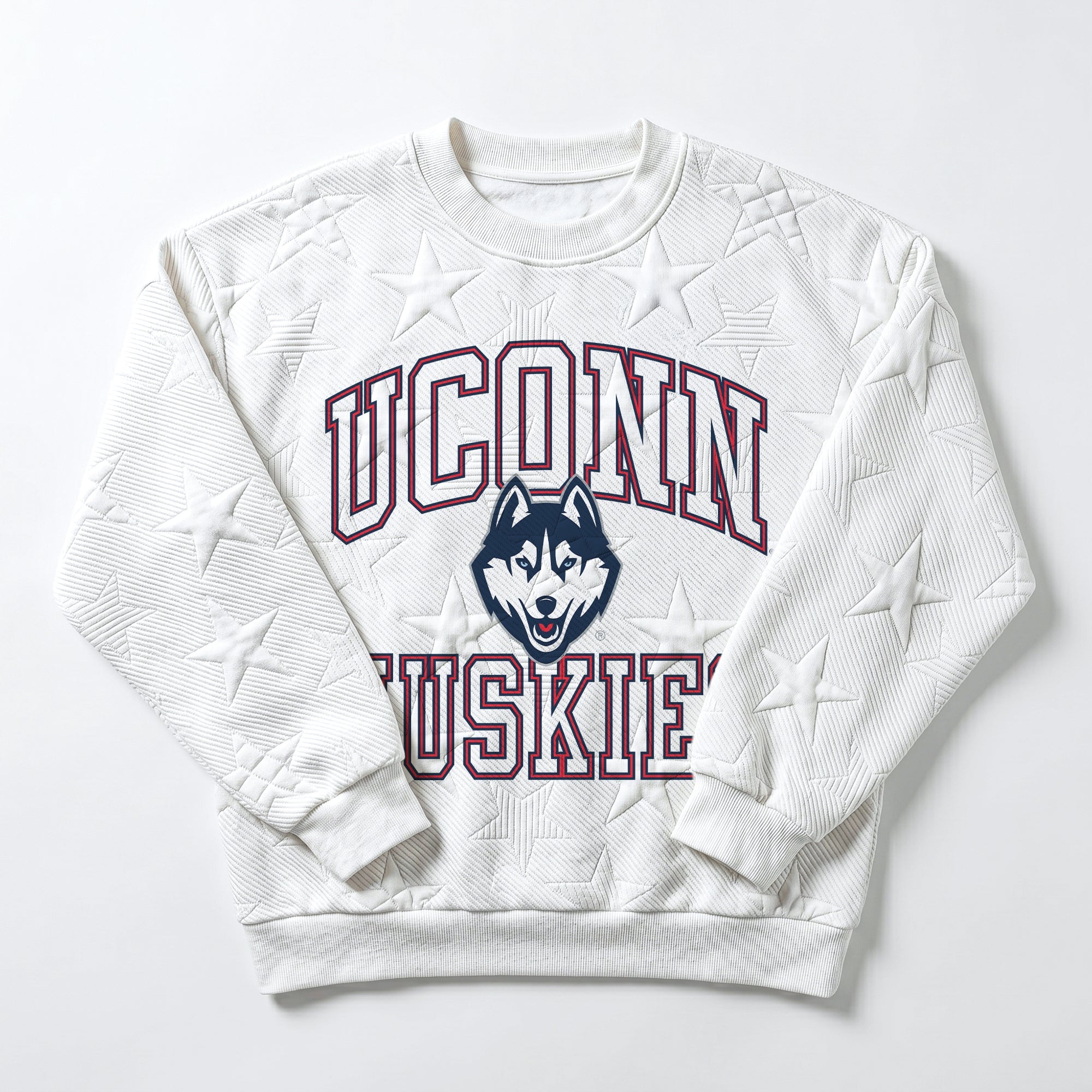 UCONN HUSKIES BIG PLAY ENERGY EMBOSSED STAR CREWNECK